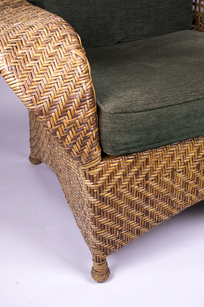 Pierce Martin Rattan Chair and Ottoman