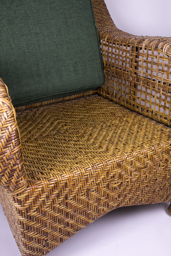 Pierce Martin Rattan Chair and Ottoman