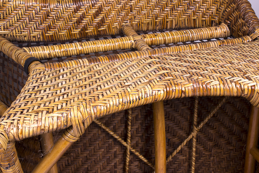 Pierce Martin Rattan Chair and Ottoman