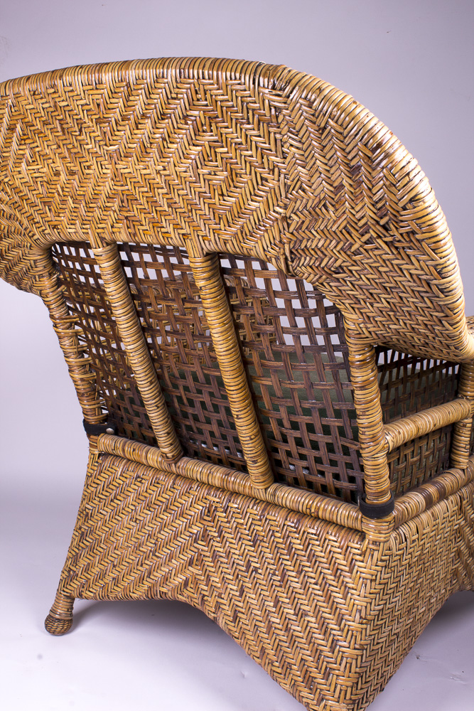 Pierce Martin Rattan Chair and Ottoman