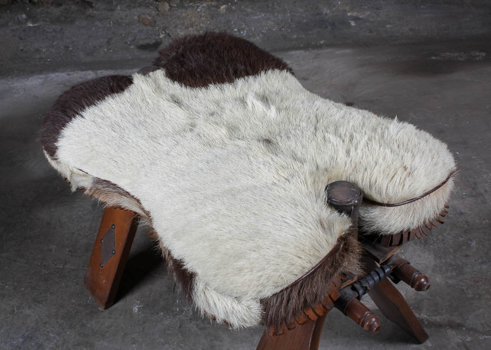 Camel Saddle Stool With Cowhide Seat
