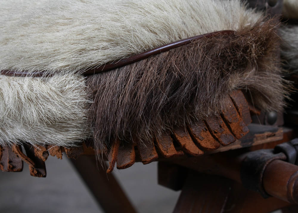 Camel Saddle Stool With Cowhide Seat