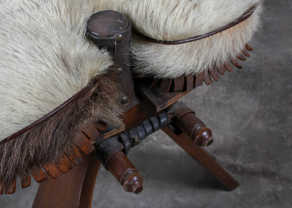 Camel Saddle Stool With Cowhide Seat