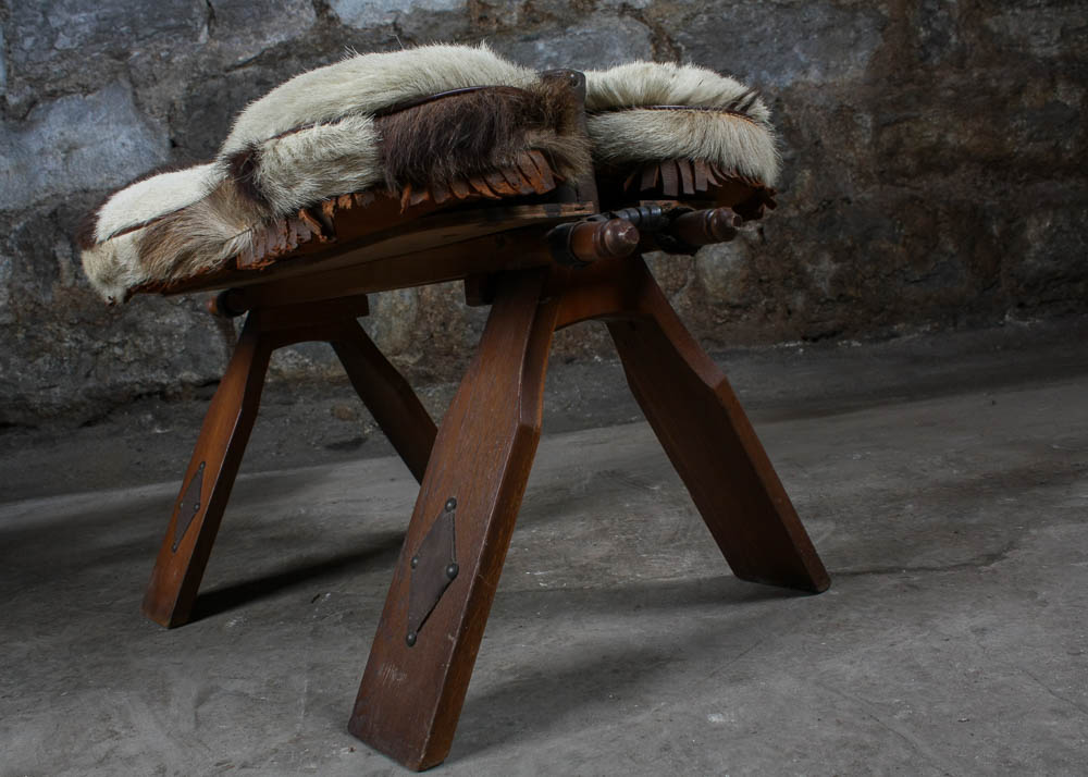 Camel Saddle Stool With Cowhide Seat