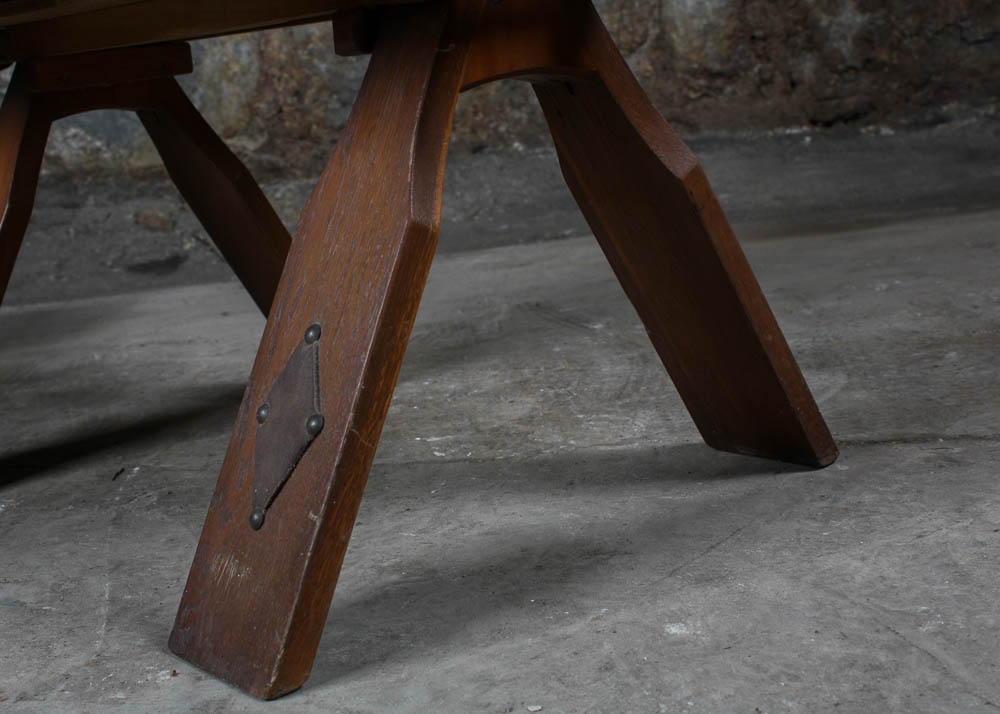 Camel Saddle Stool With Cowhide Seat