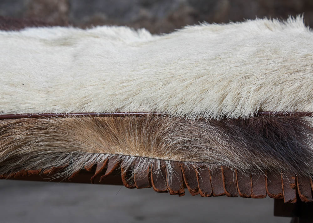 Camel Saddle Stool With Cowhide Seat