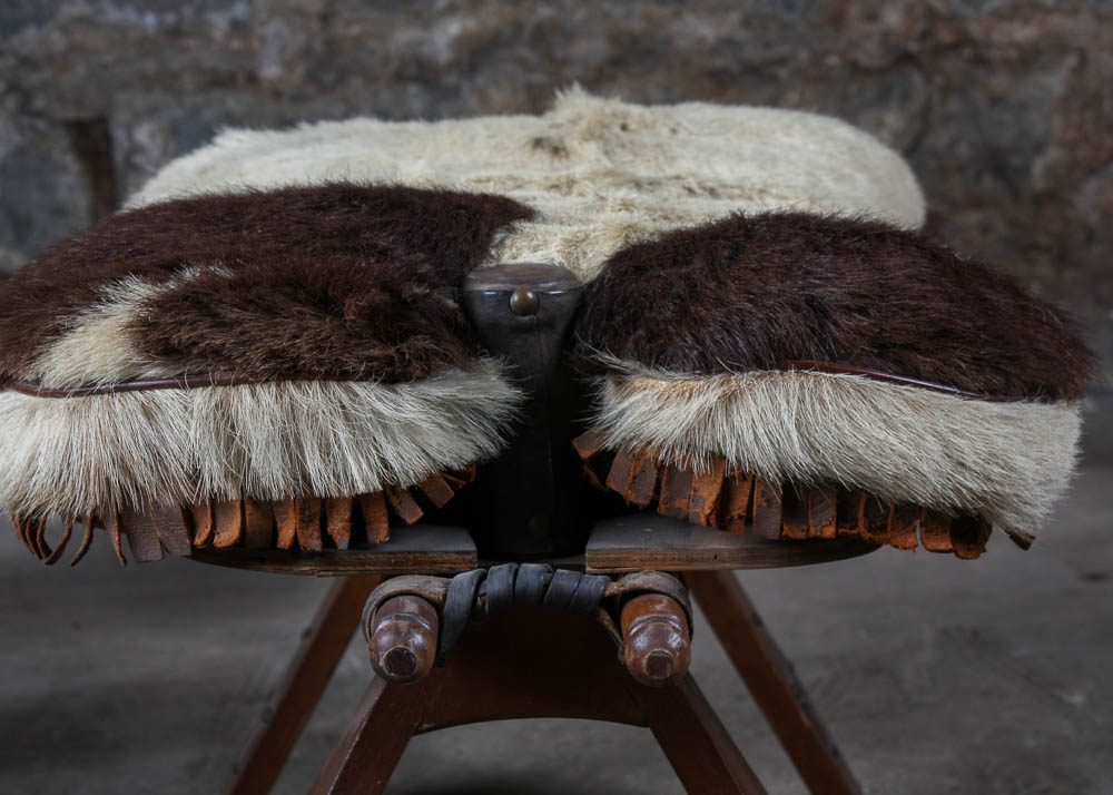 Camel Saddle Stool With Cowhide Seat