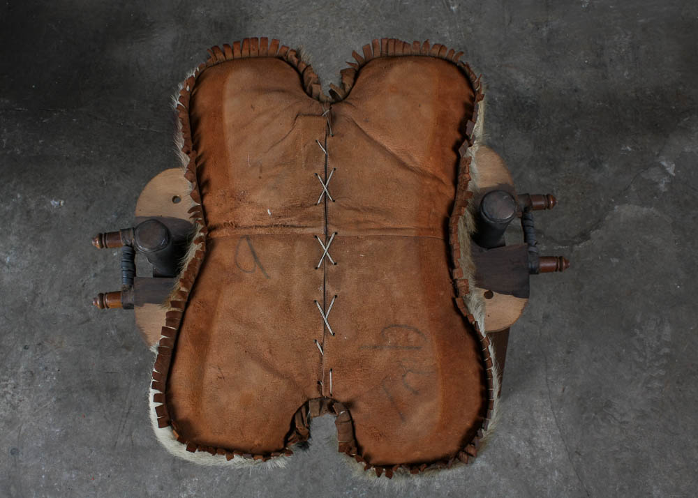 Camel Saddle Stool With Cowhide Seat