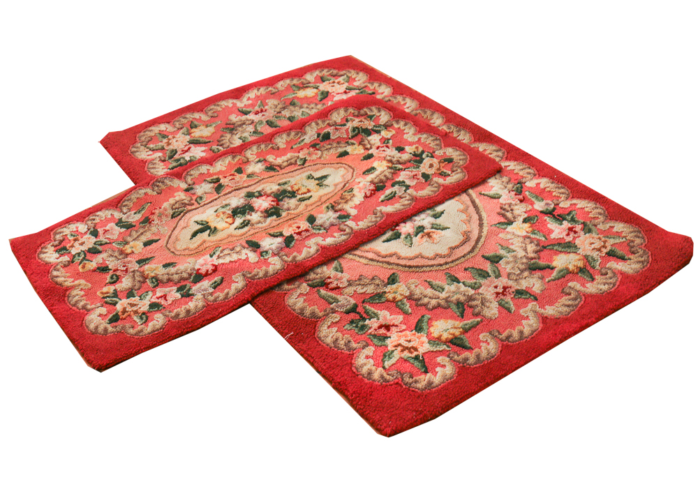 Pair of Hooked Floral Accent Rugs