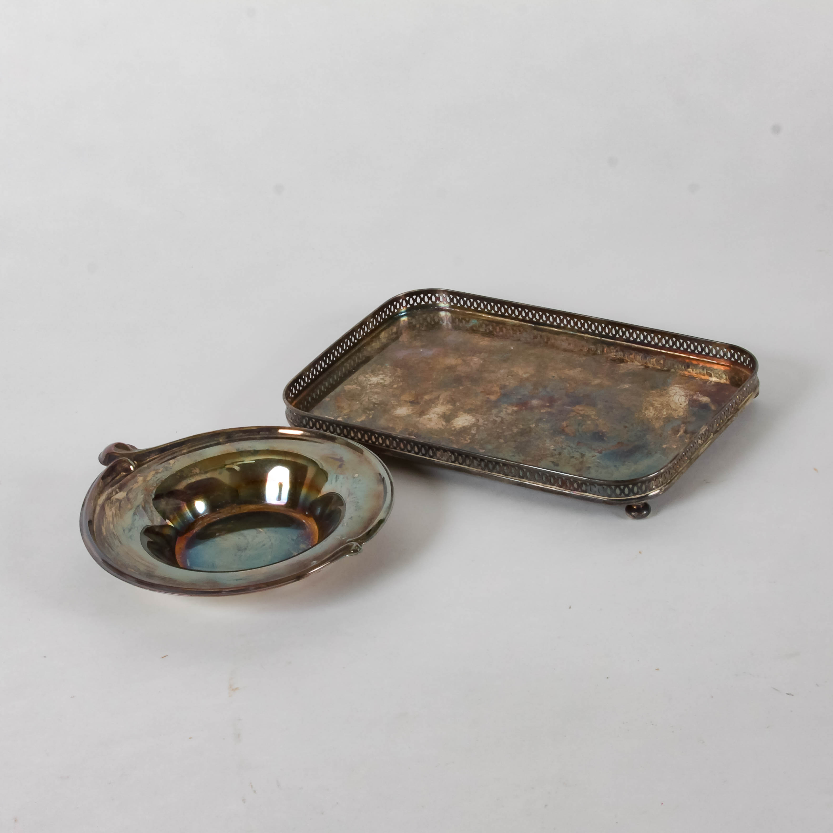 Silver-Plated Footed Tray and Dish Set
