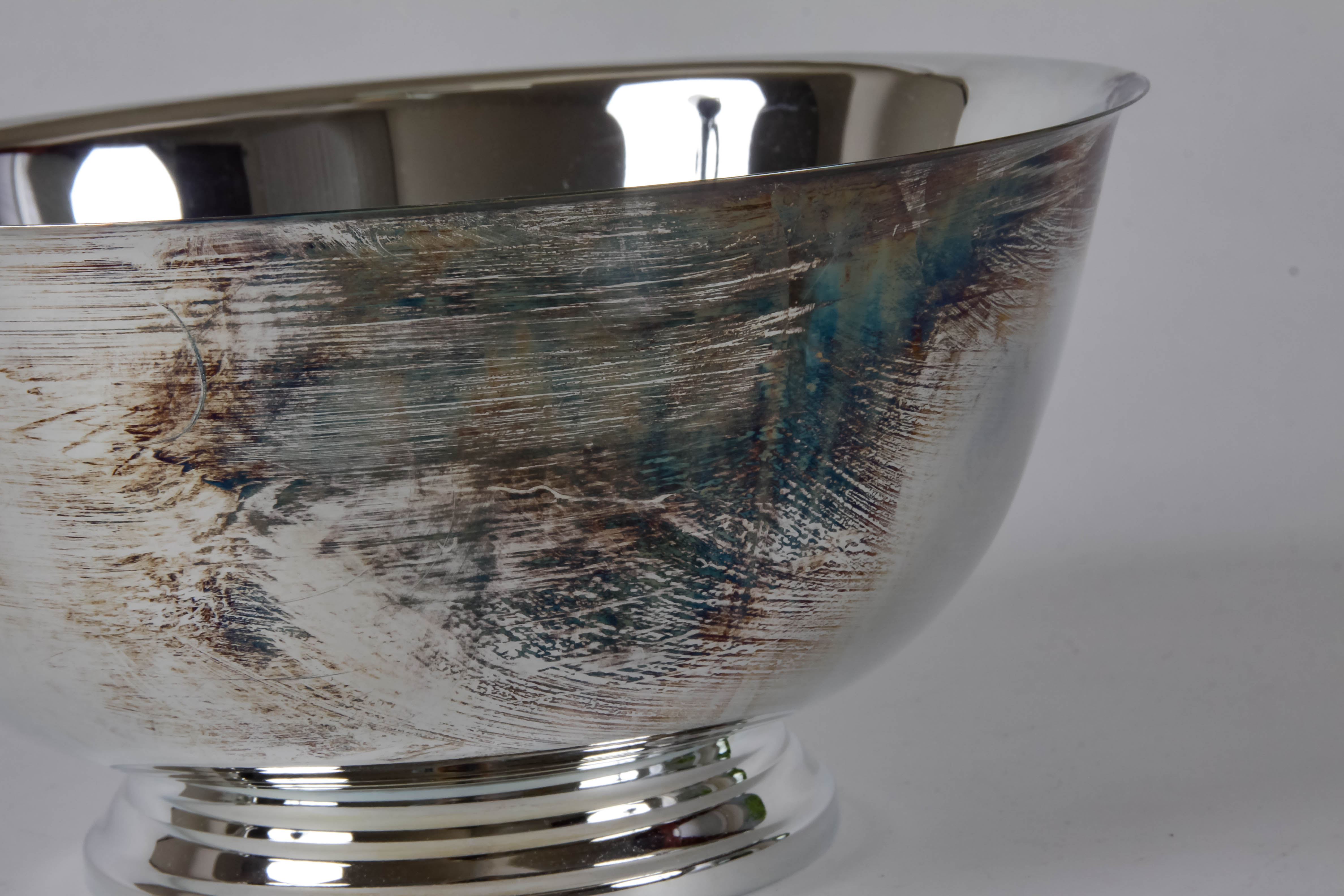 Pewter Pitcher and Silver-Plated Bowl