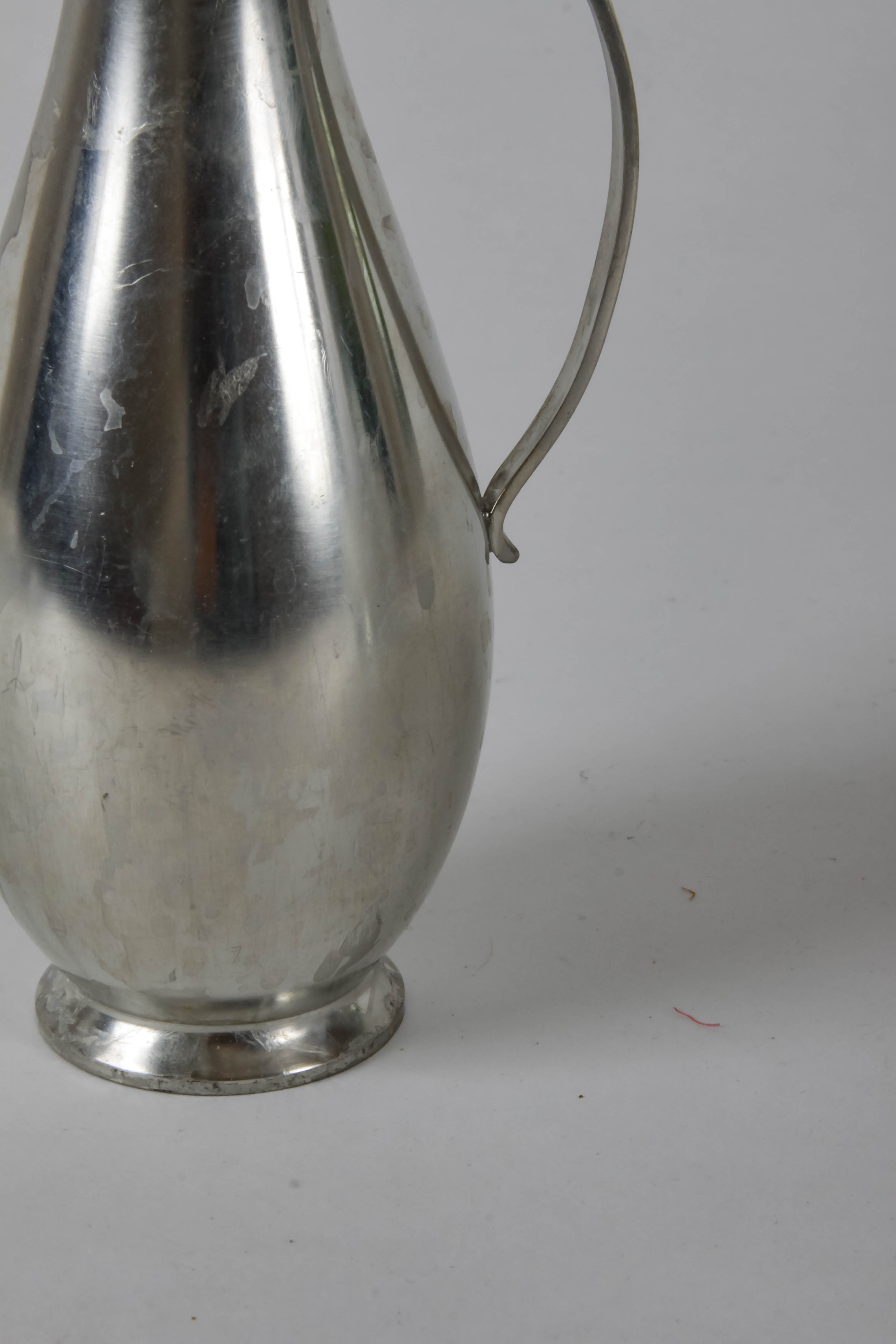 Pewter Pitcher and Silver-Plated Bowl