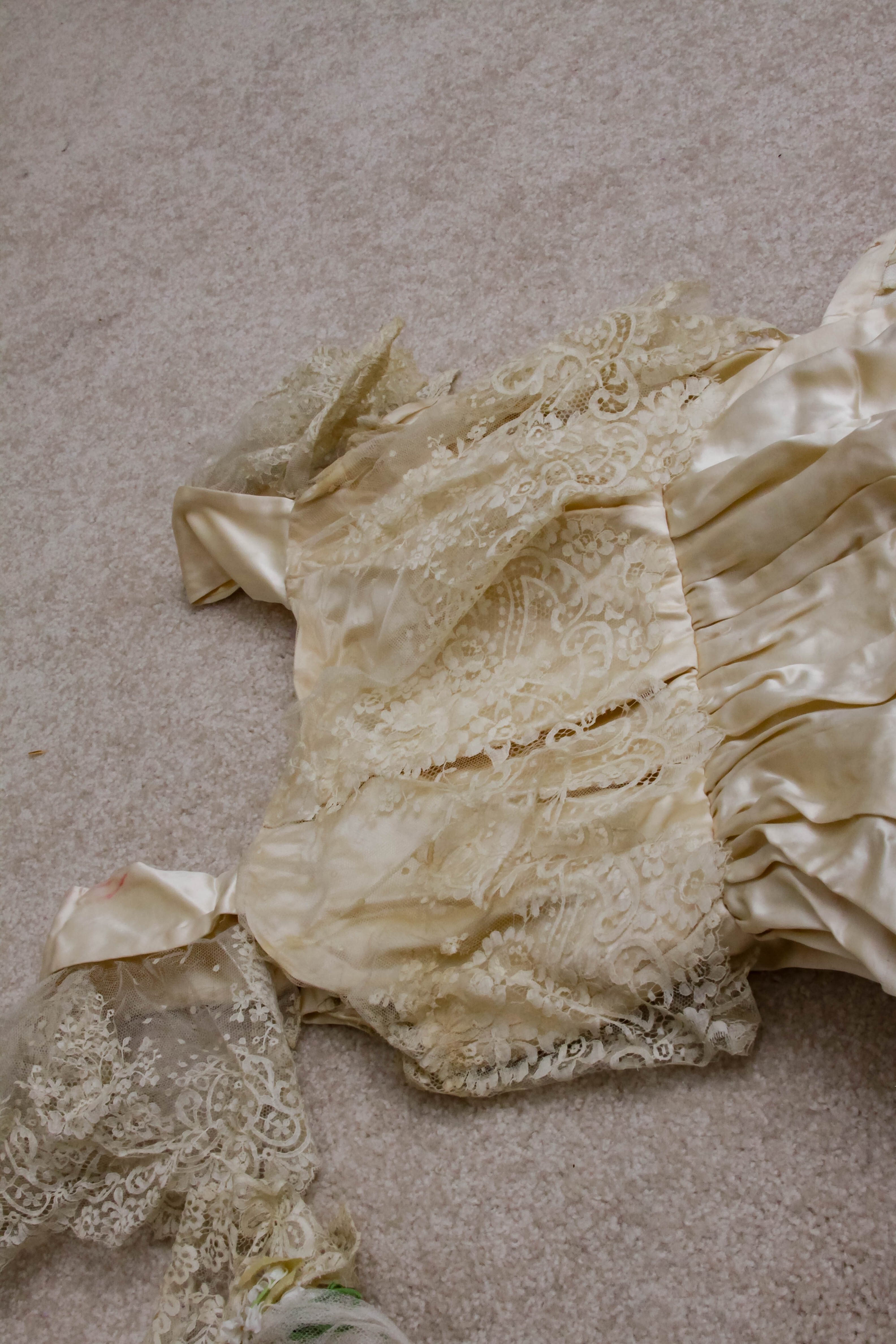 Vintage Satin Wedding Dress and Veil