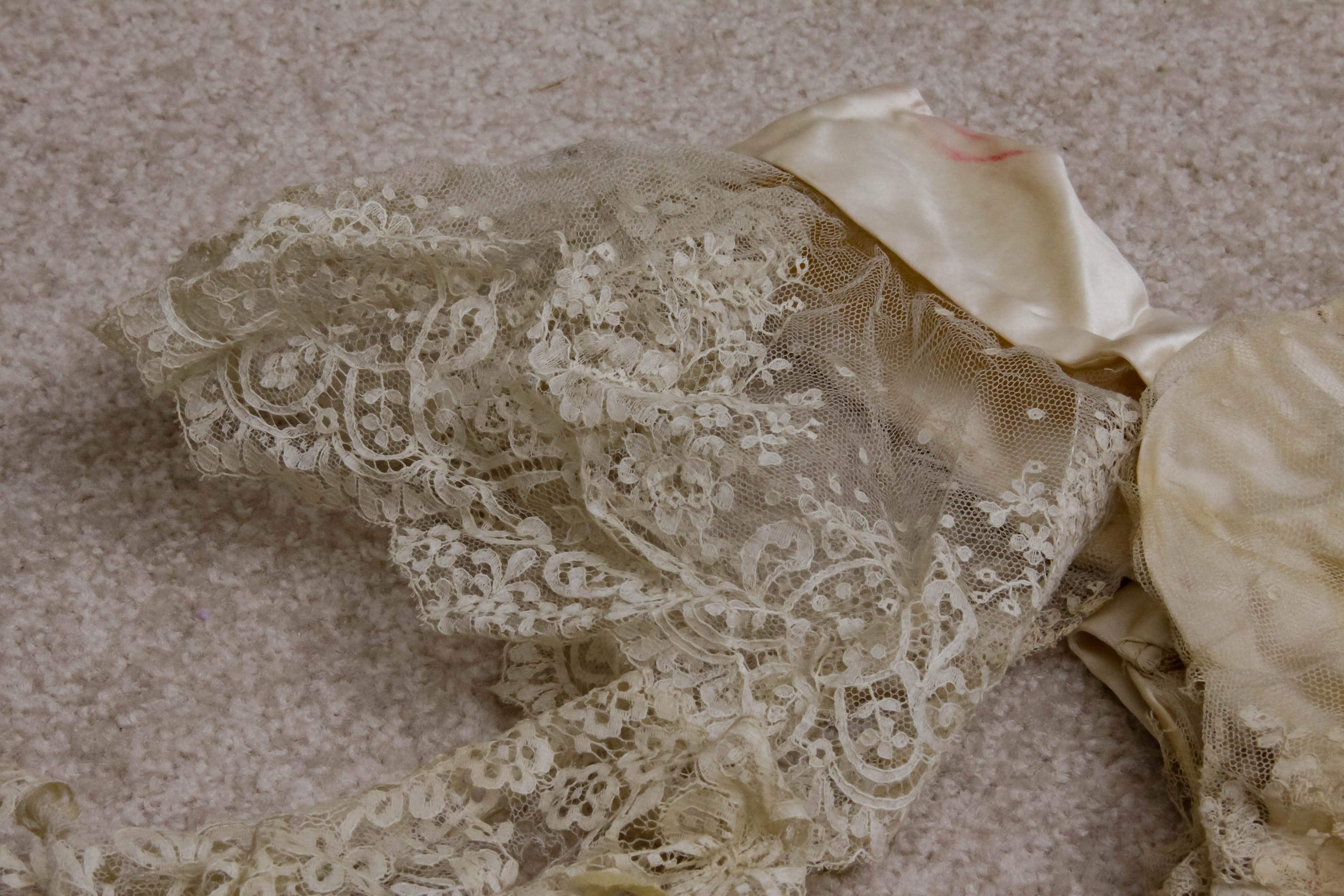 Vintage Satin Wedding Dress and Veil