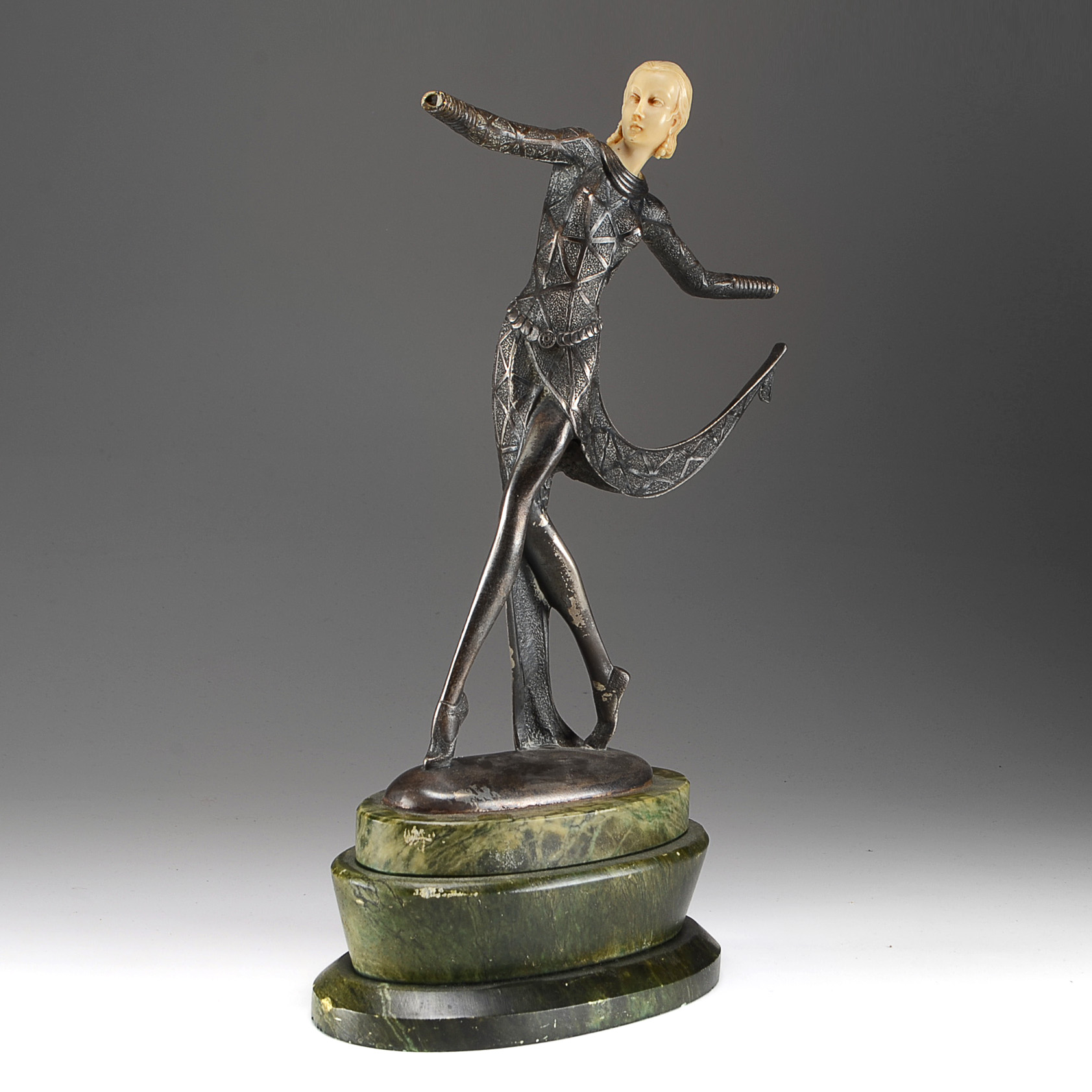 Josef Lorenzl Art Deco Cast Bronze Sculpture on Marble Base