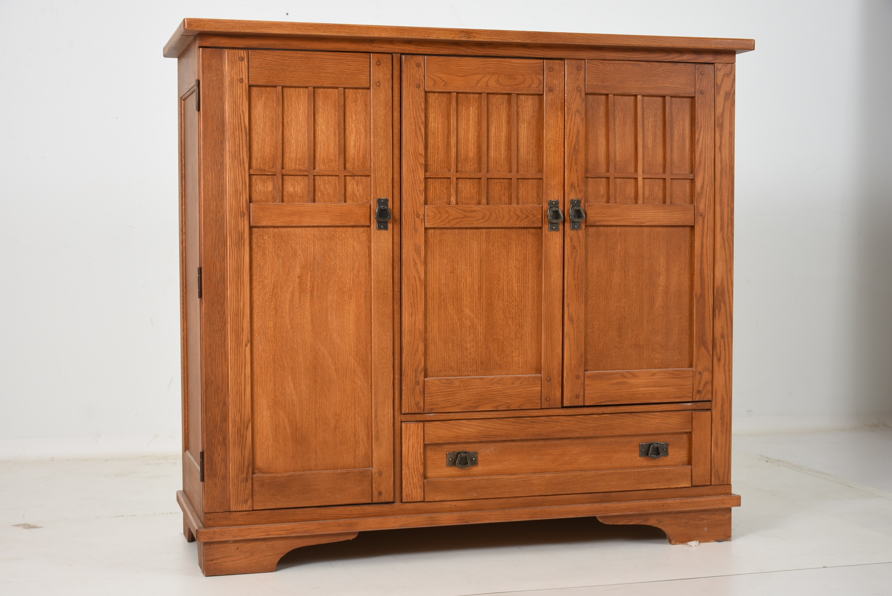 Mission Style Reproduction Oak Media Cabinet