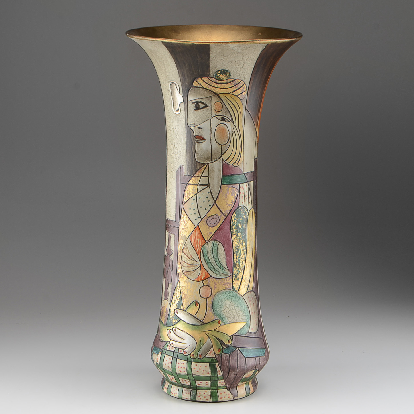 Hand-Decorated Porcelain Vase after Picasso