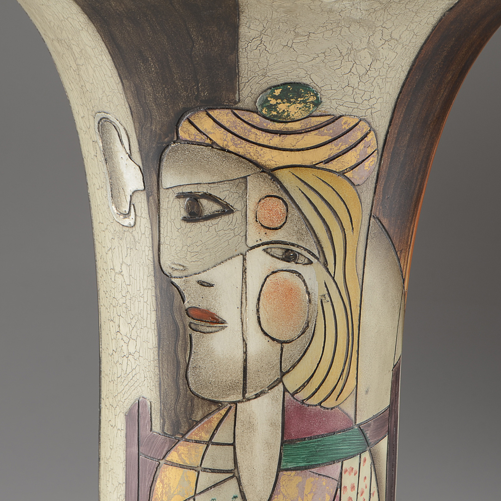 Hand-Decorated Porcelain Vase after Picasso