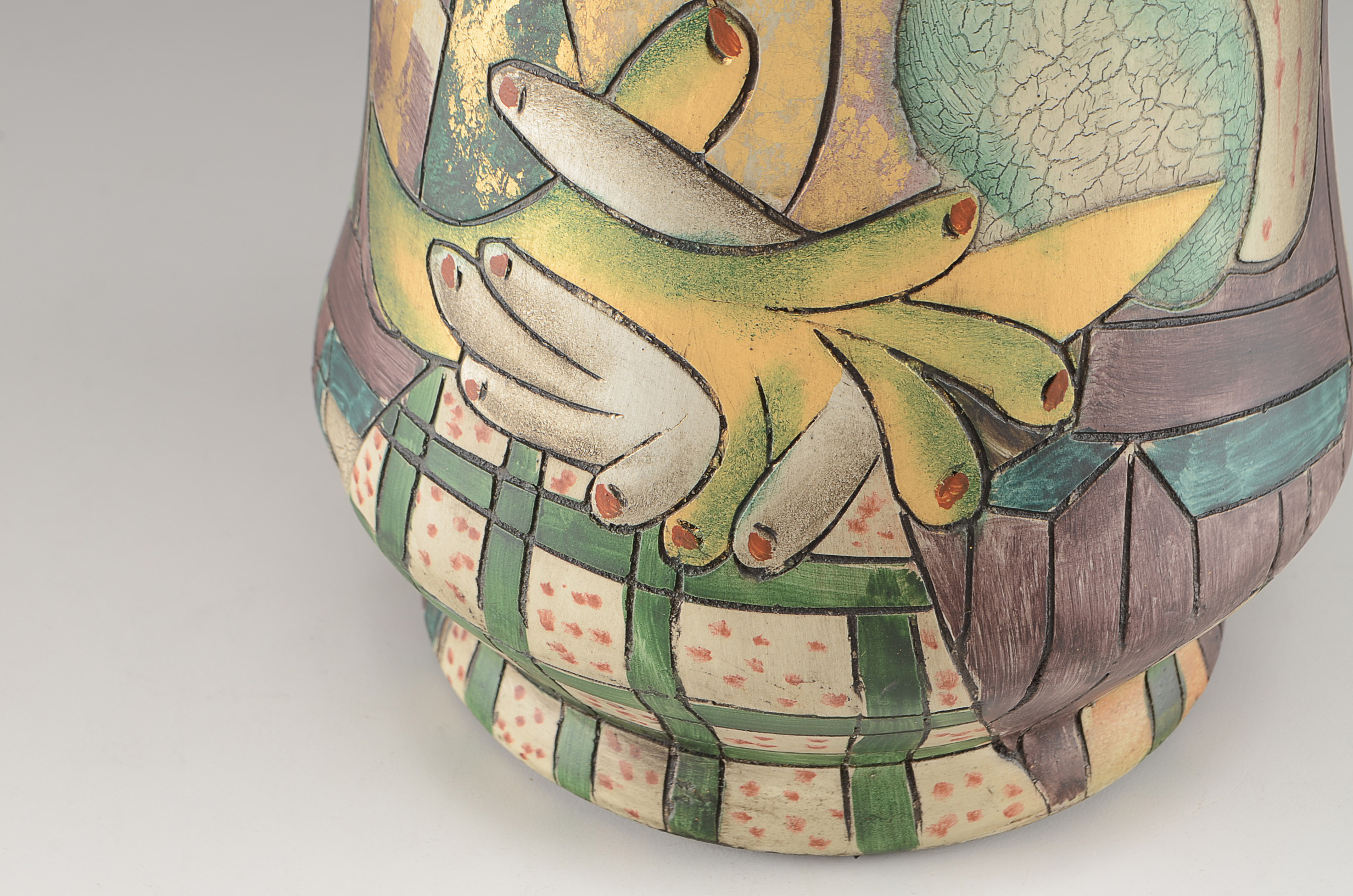 Hand-Decorated Porcelain Vase after Picasso