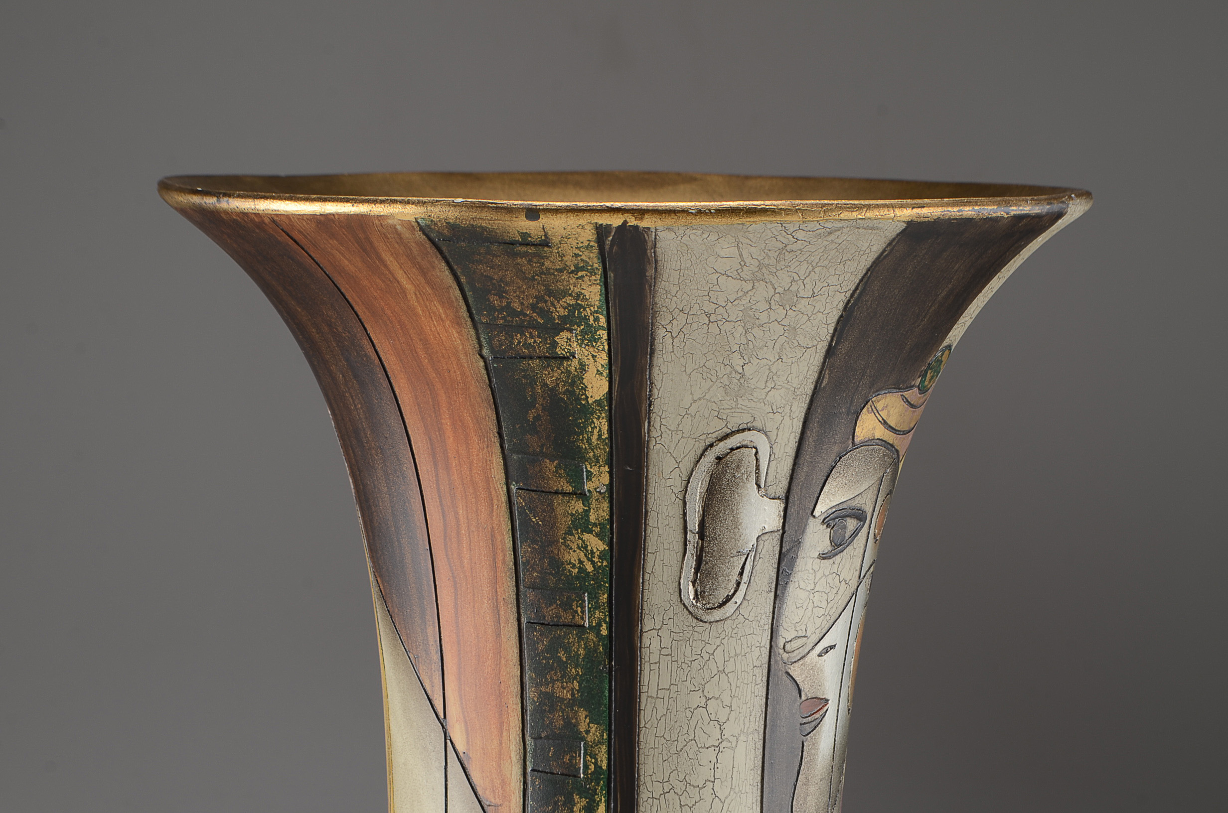 Hand-Decorated Porcelain Vase after Picasso