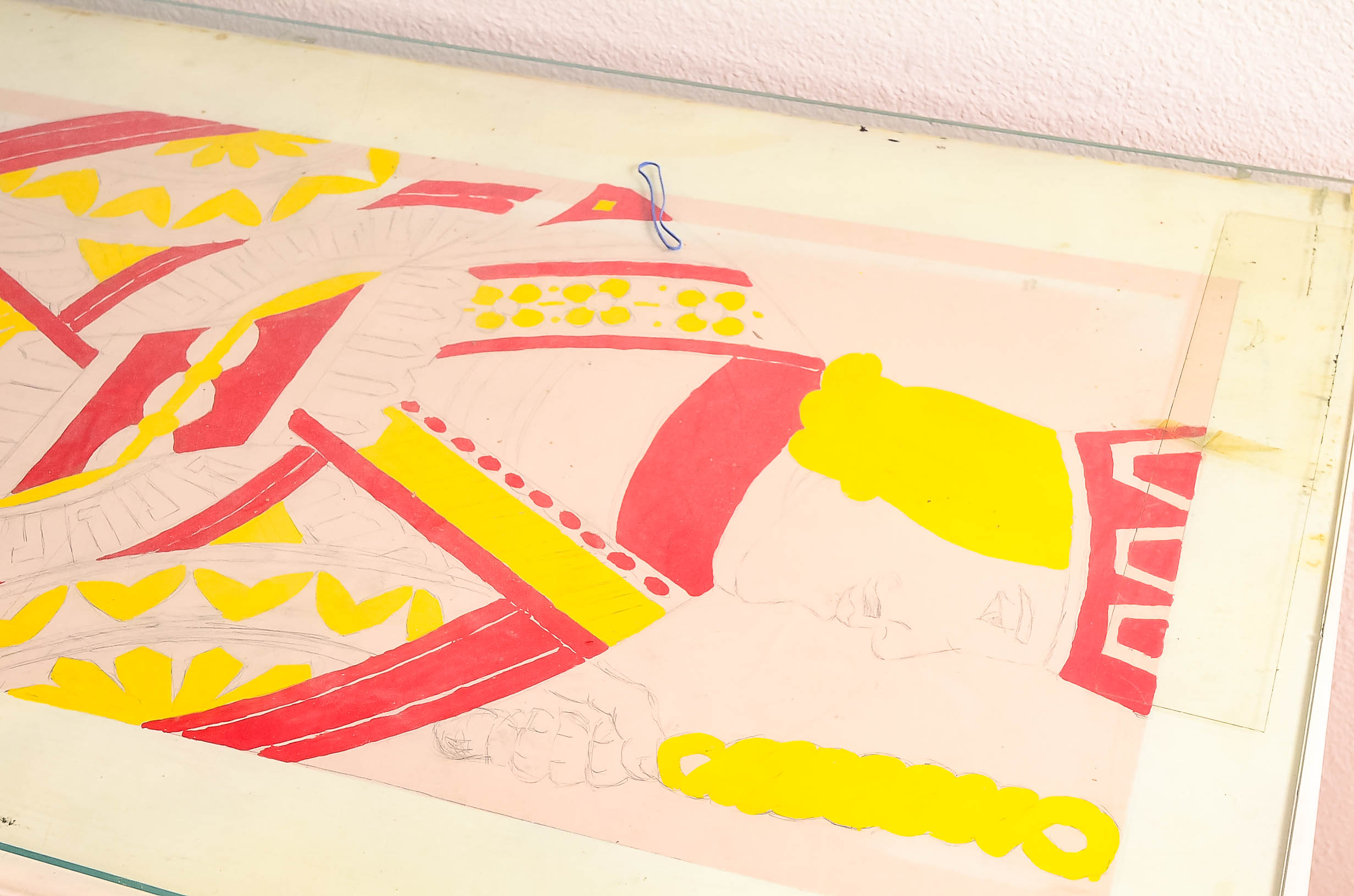 Glass Top Painted Wood Desk