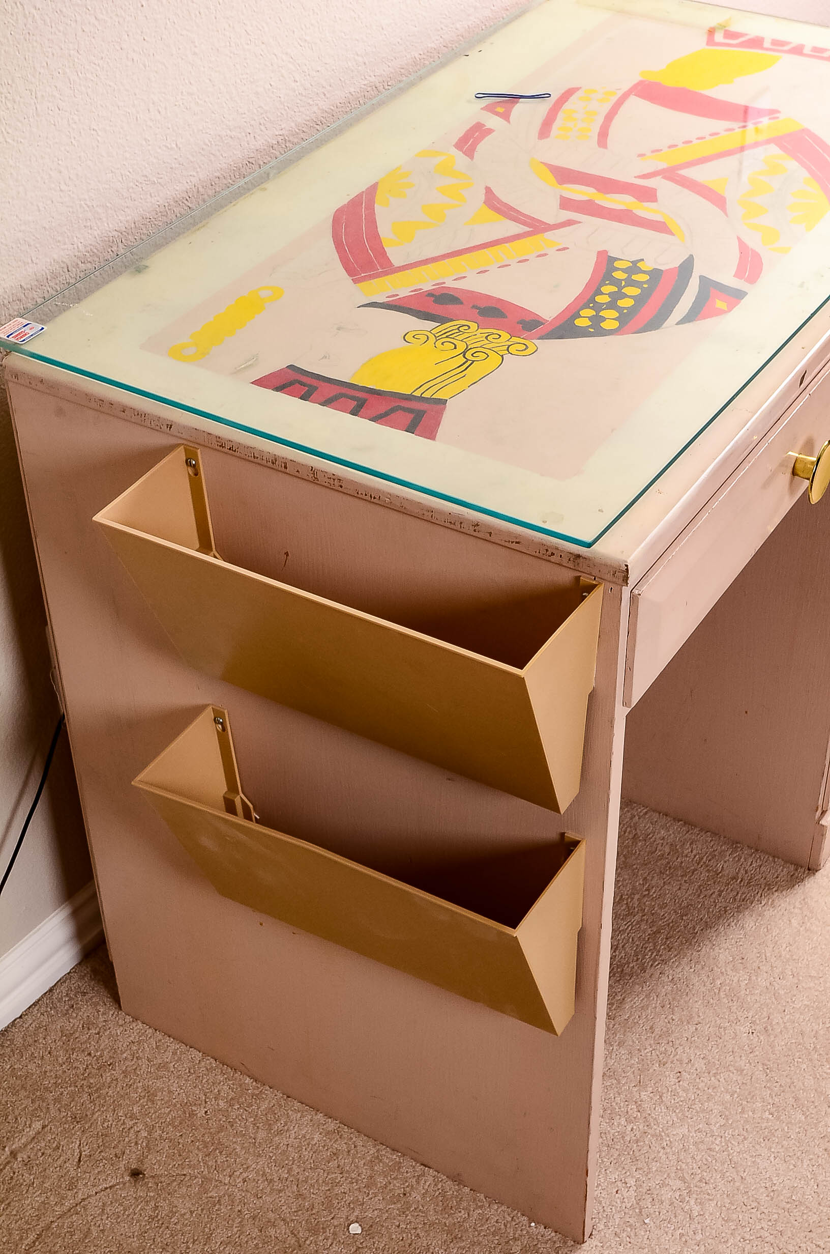 Glass Top Painted Wood Desk