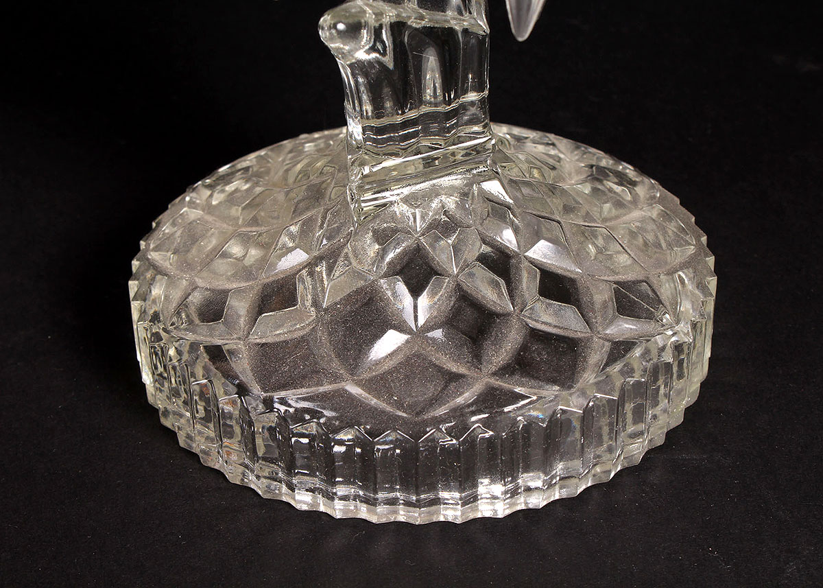 Glass Chandelier Candlesticks with Faceted Droplets