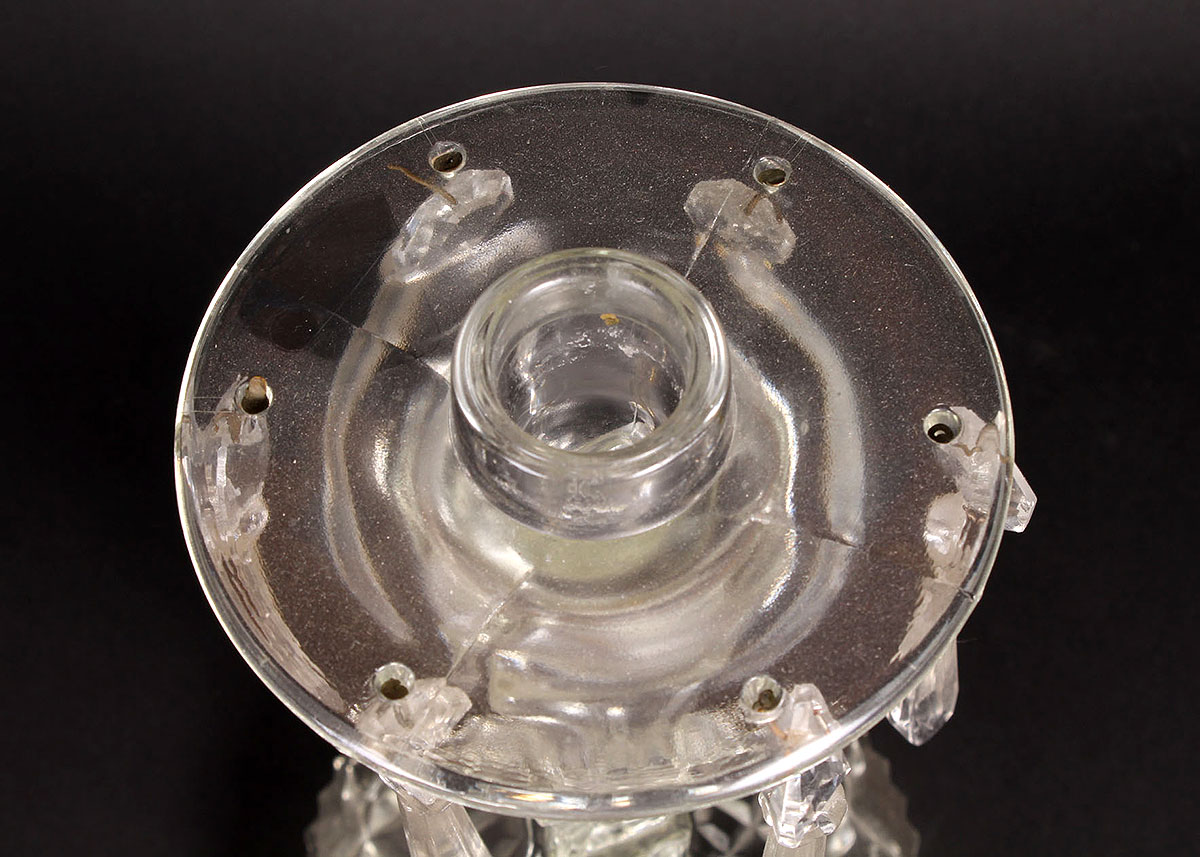 Glass Chandelier Candlesticks with Faceted Droplets