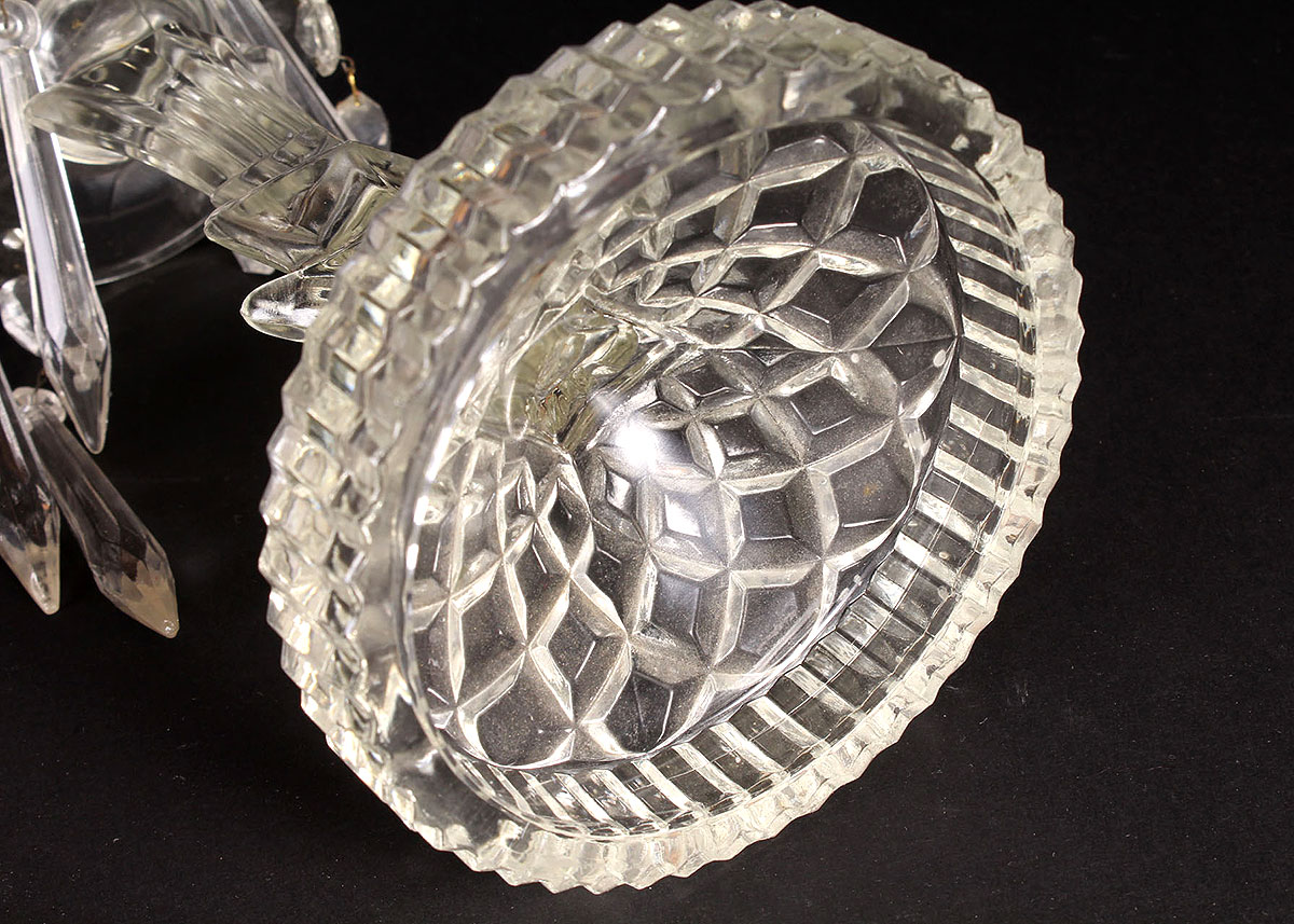 Glass Chandelier Candlesticks with Faceted Droplets