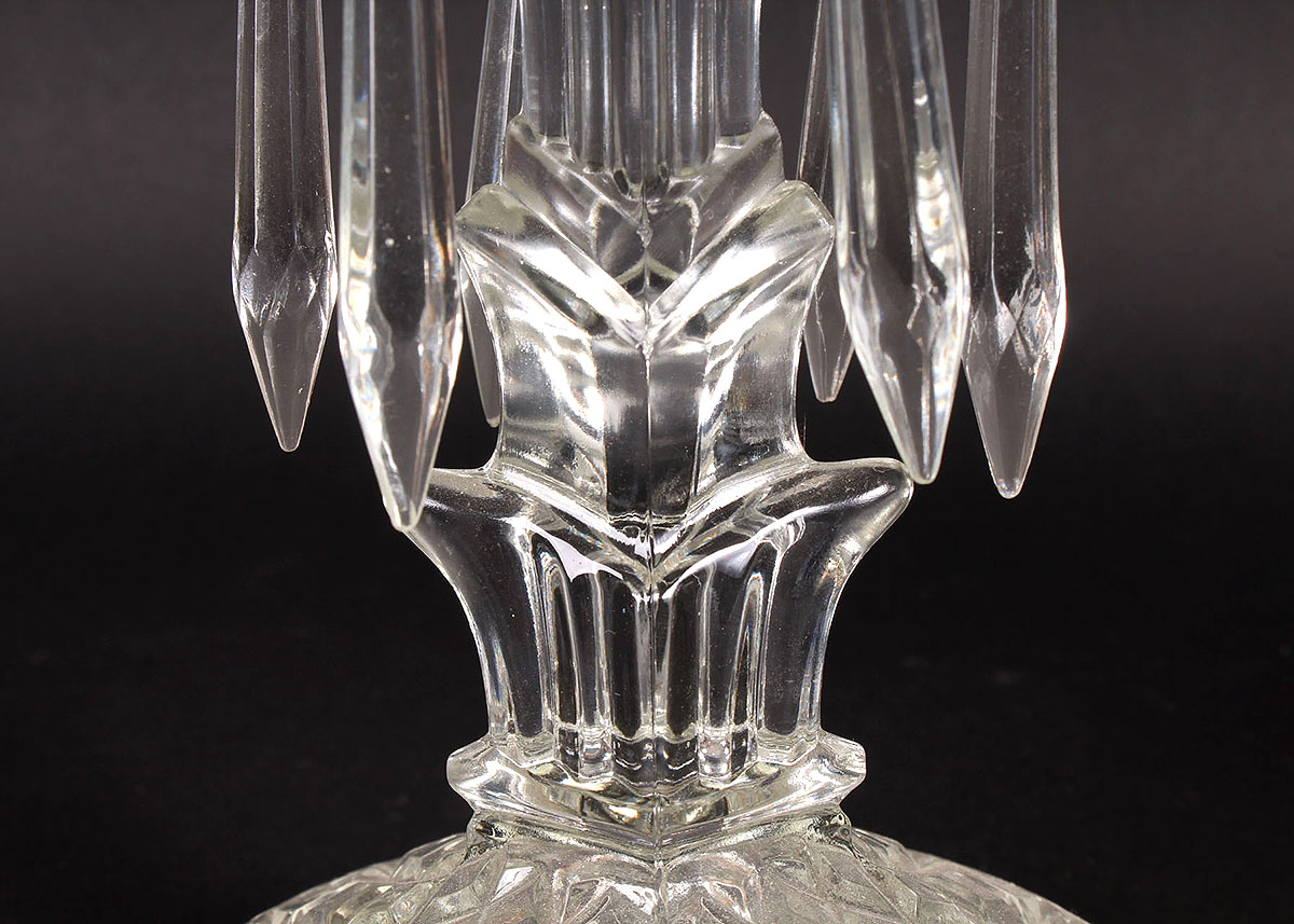 Glass Chandelier Candlesticks with Faceted Droplets