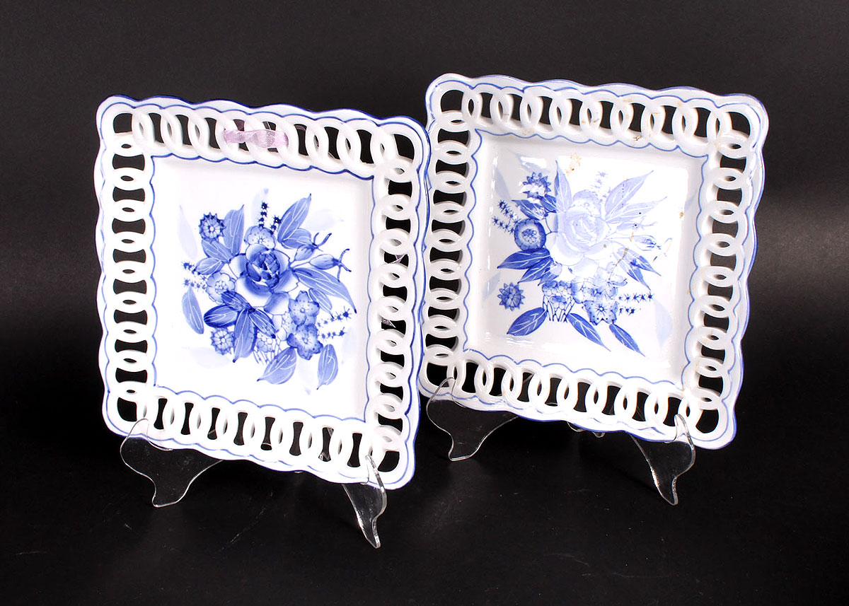 Reticulated Blue and White Delft Style Plates