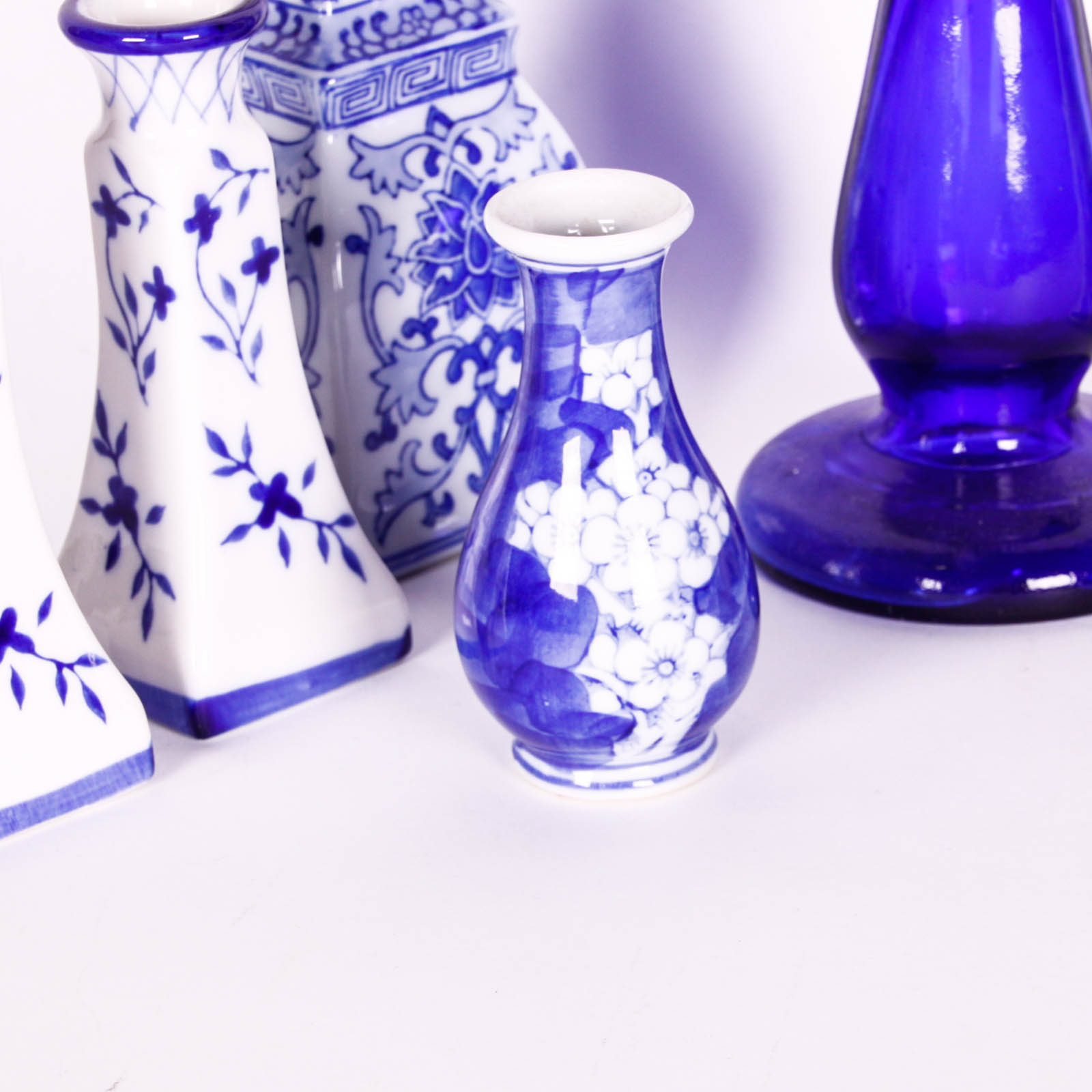 Group of Mostly Ceramic Blue Decor Items