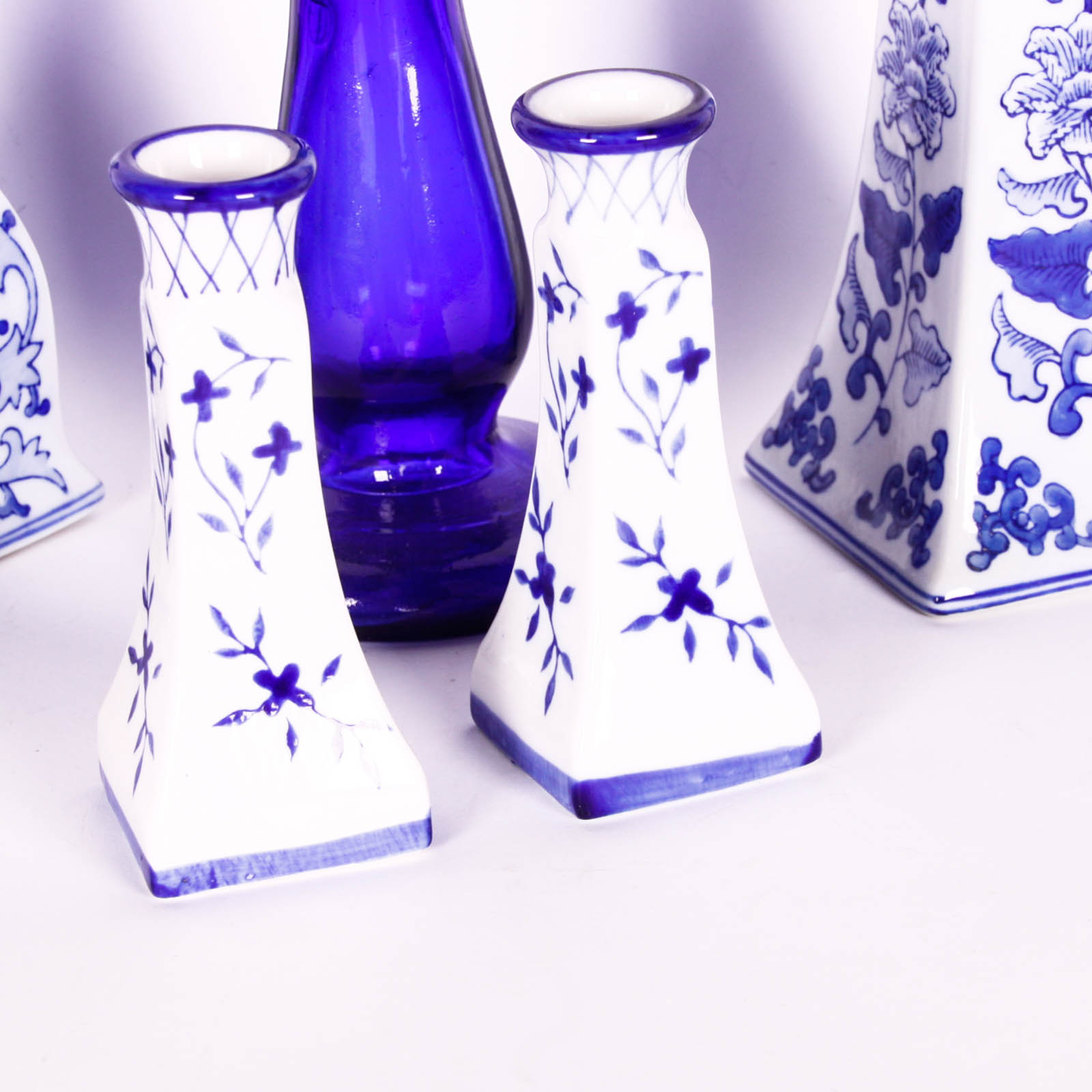 Group of Mostly Ceramic Blue Decor Items