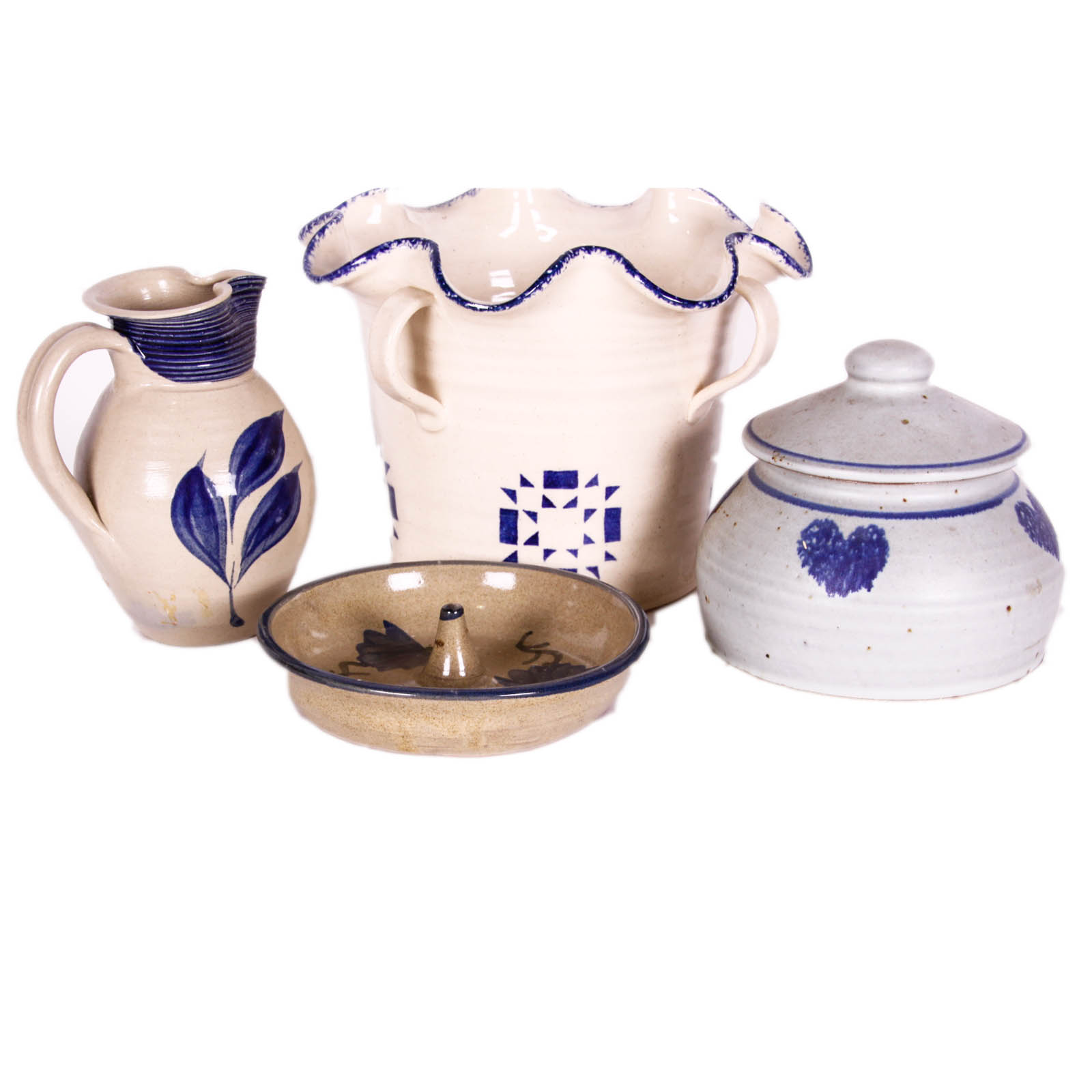 Handcrafted Blue and White Pottery Pieces