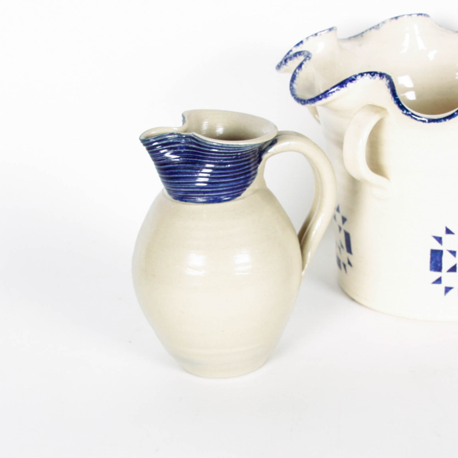 Handcrafted Blue and White Pottery Pieces