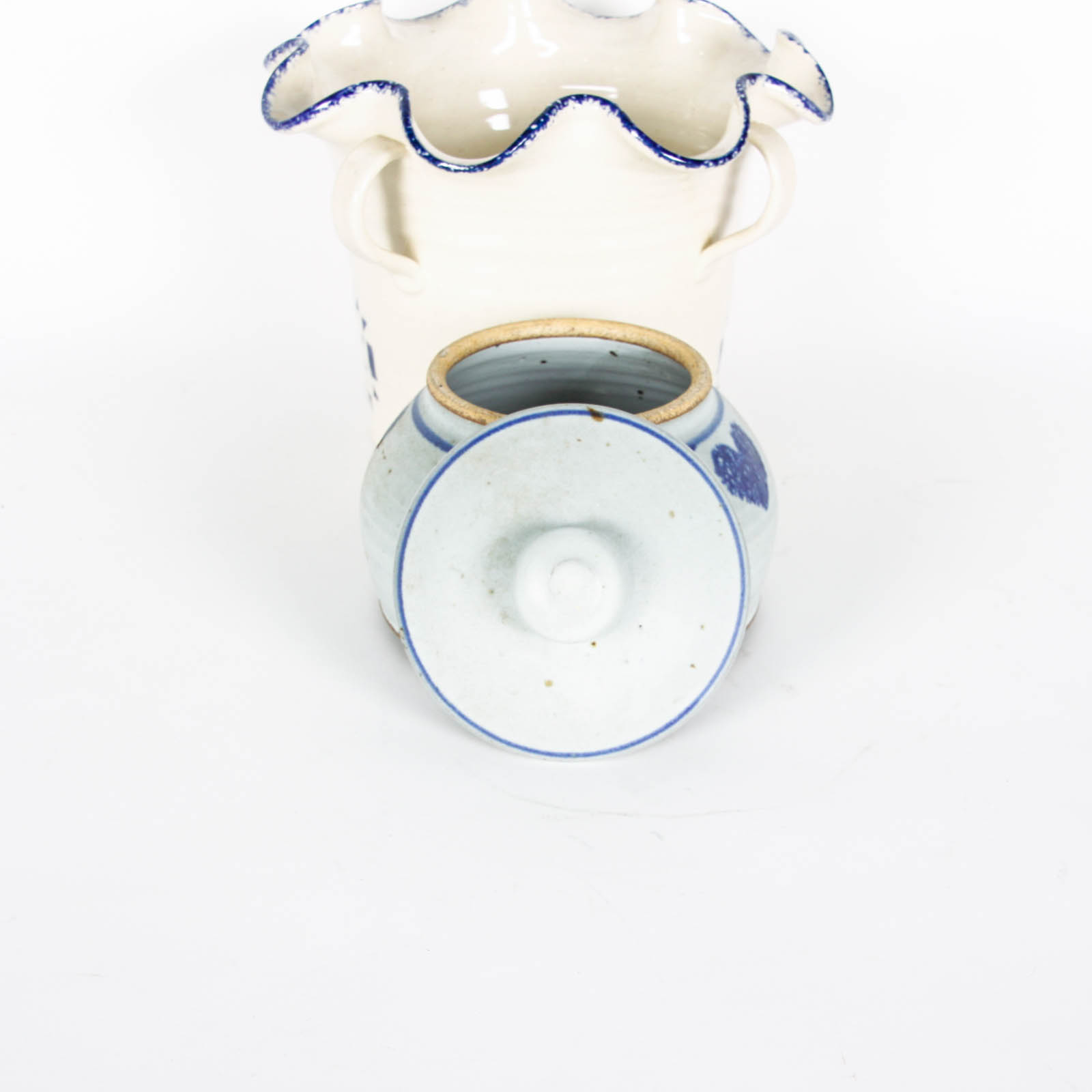 Handcrafted Blue and White Pottery Pieces