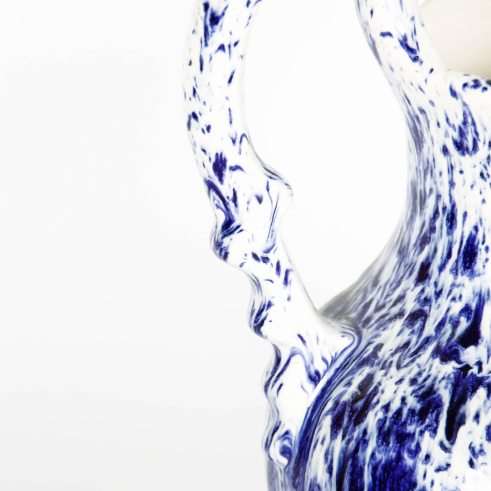 Blue and White Speckle Pitchers and Bowl