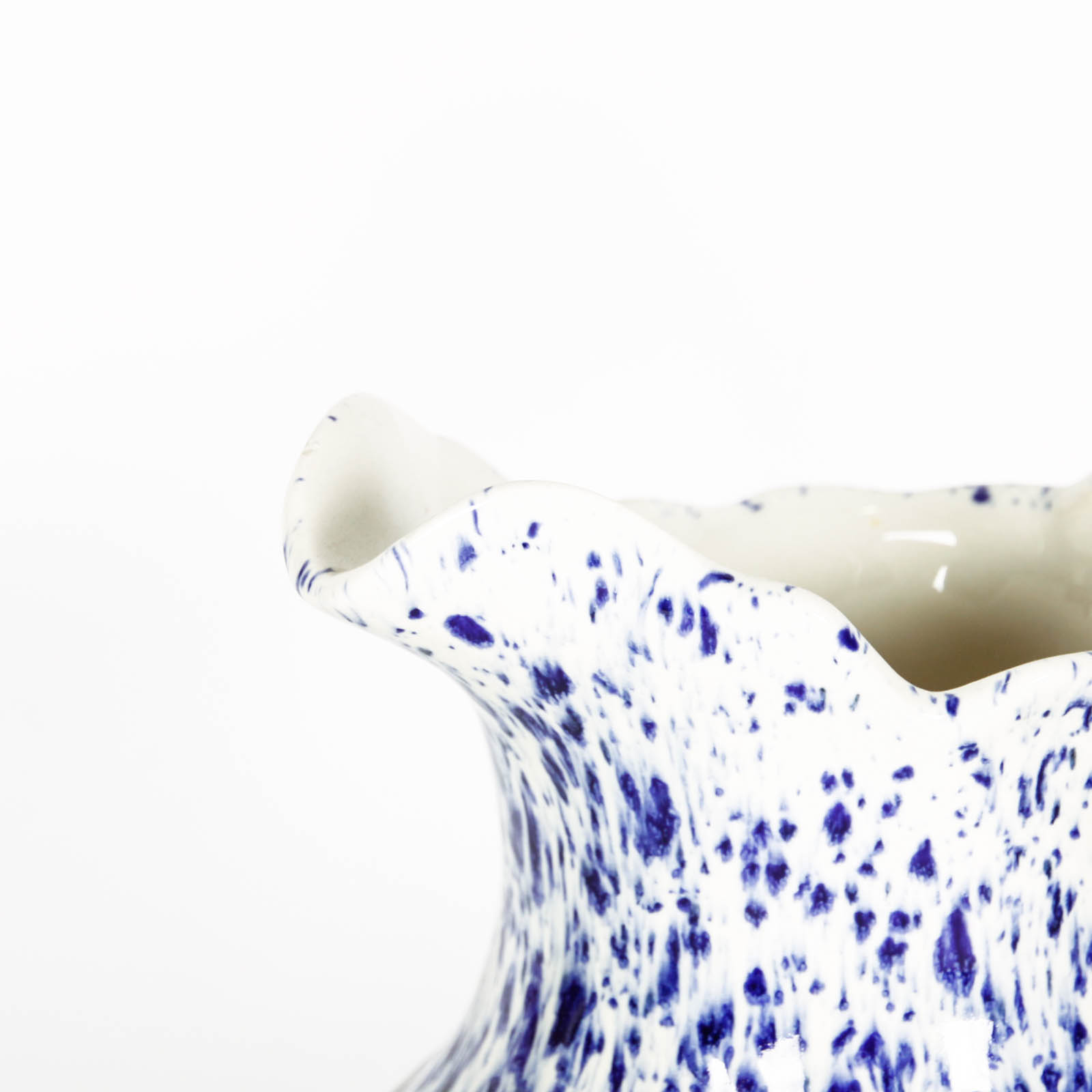 Blue and White Speckle Pitchers and Bowl