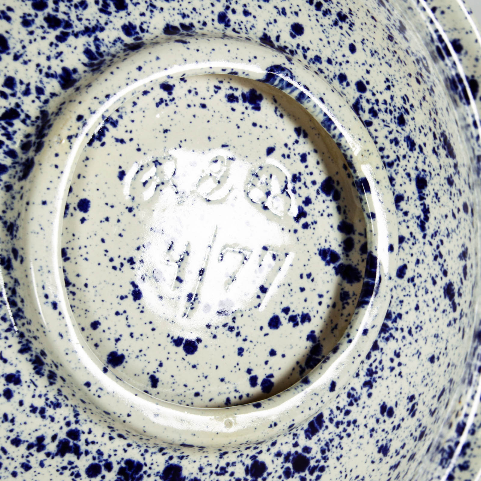 Blue and White Speckle Pitchers and Bowl