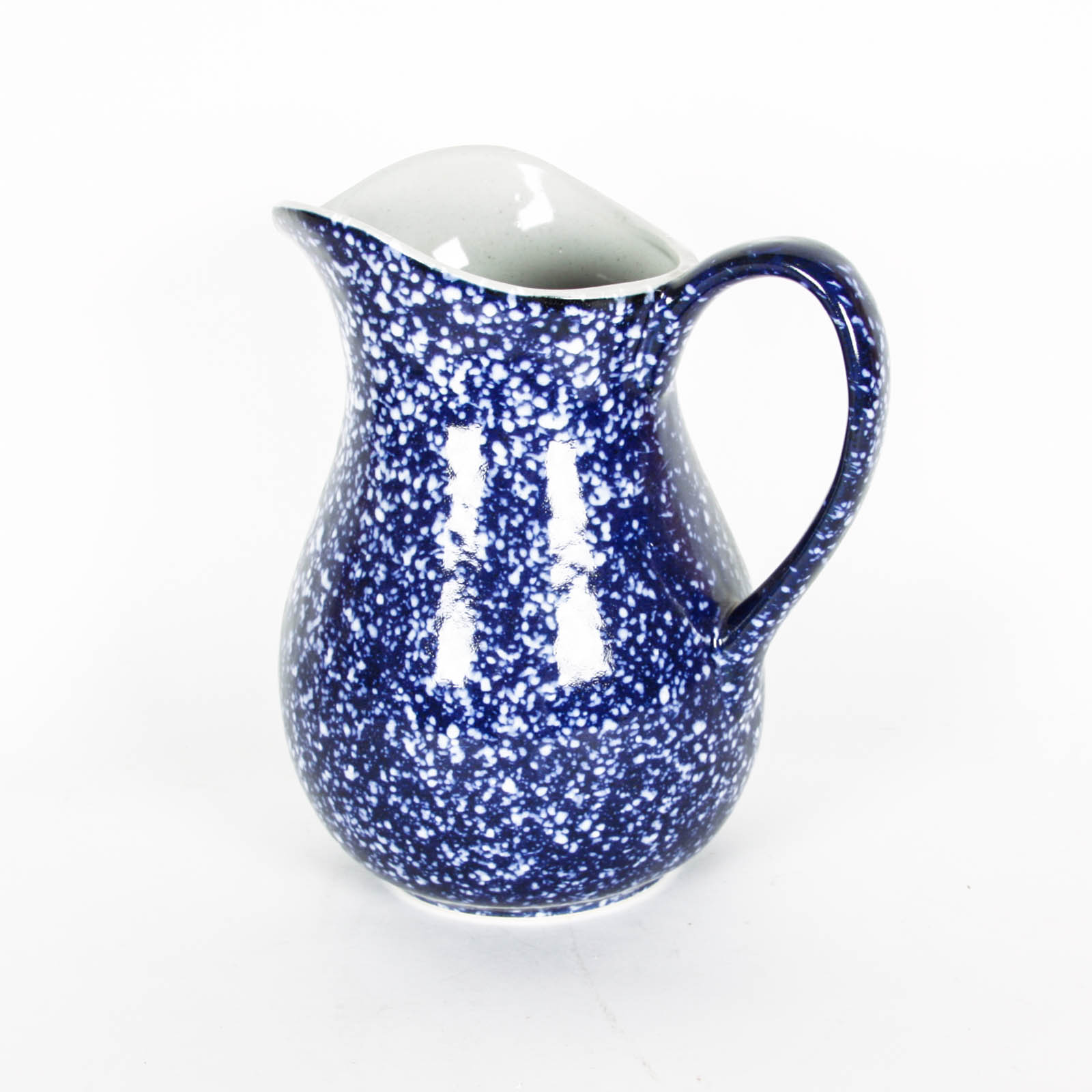 Blue and White Speckle Pitchers and Bowl