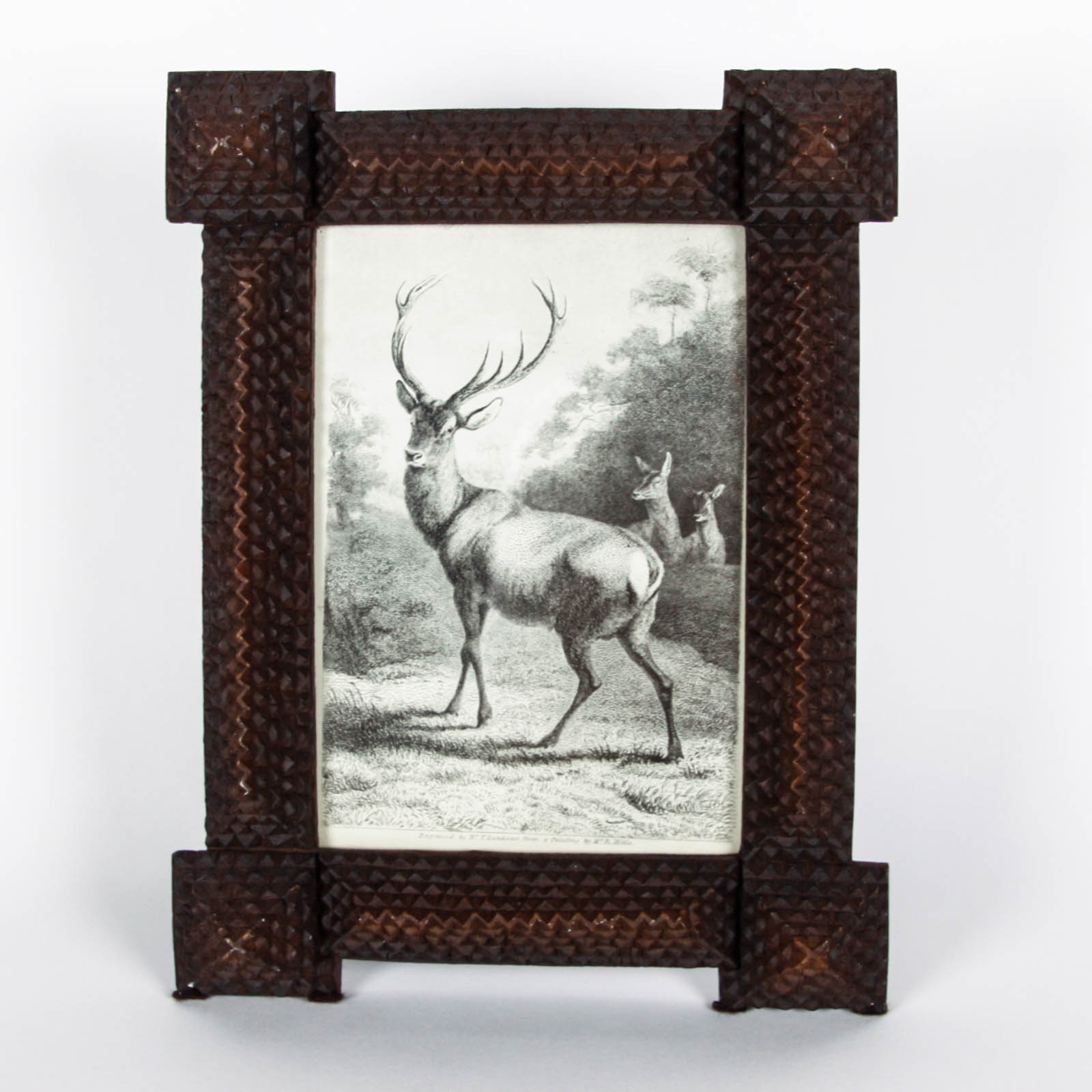 Framed Deer Engraving