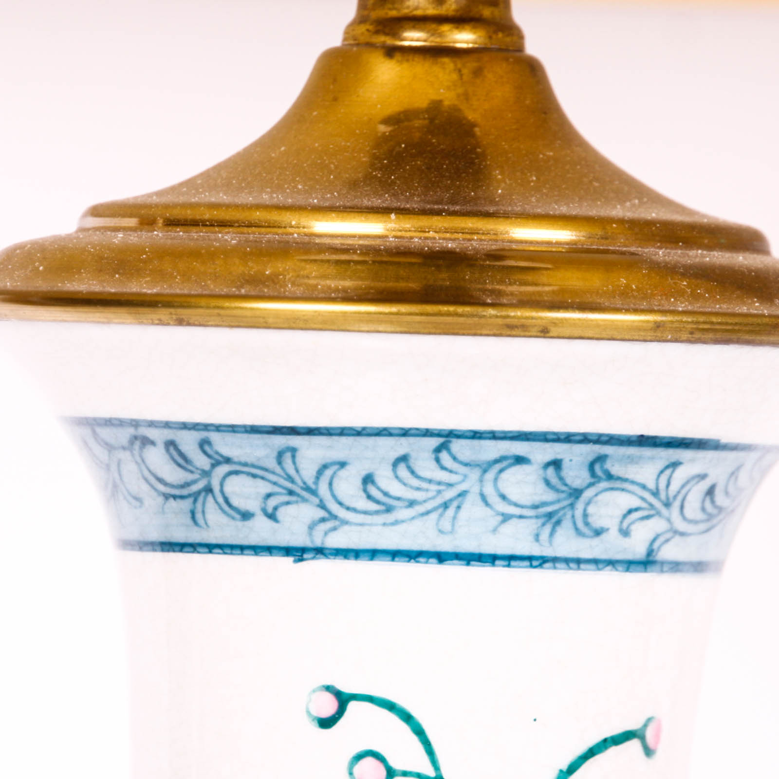 Asian Style Floral Ceramic Lamps with Shades