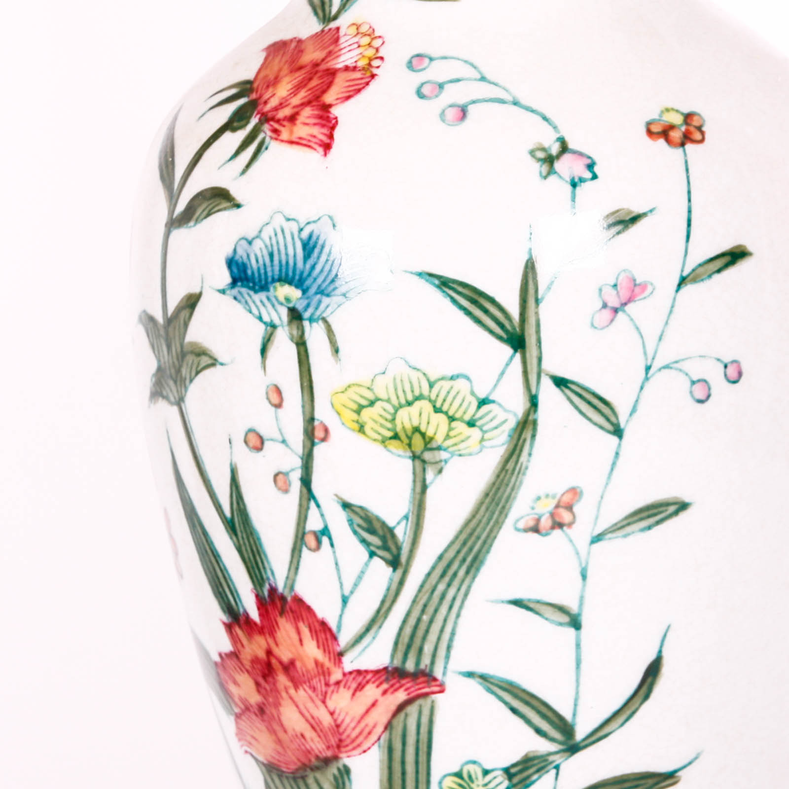 Asian Style Floral Ceramic Lamps with Shades