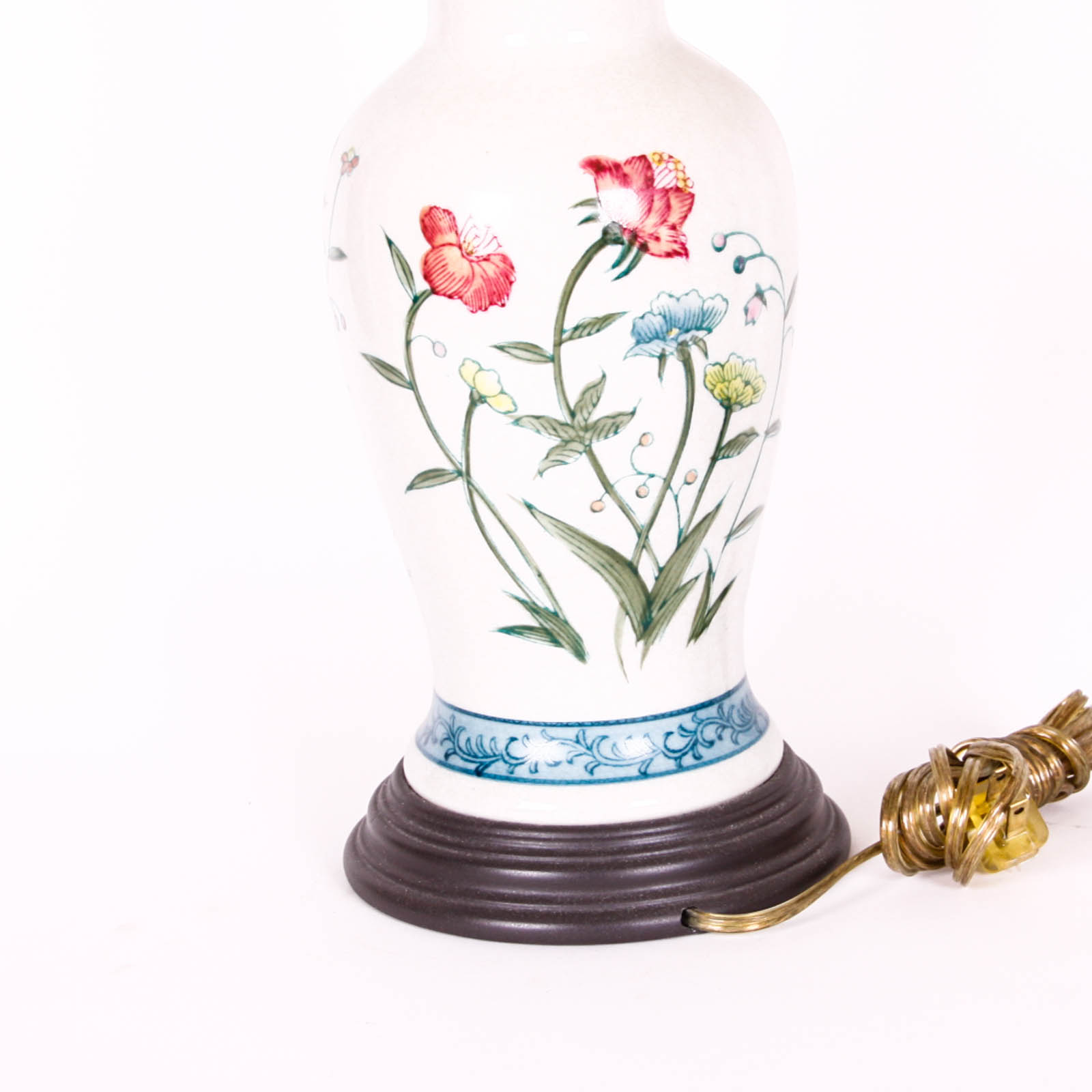 Asian Style Floral Ceramic Lamps with Shades