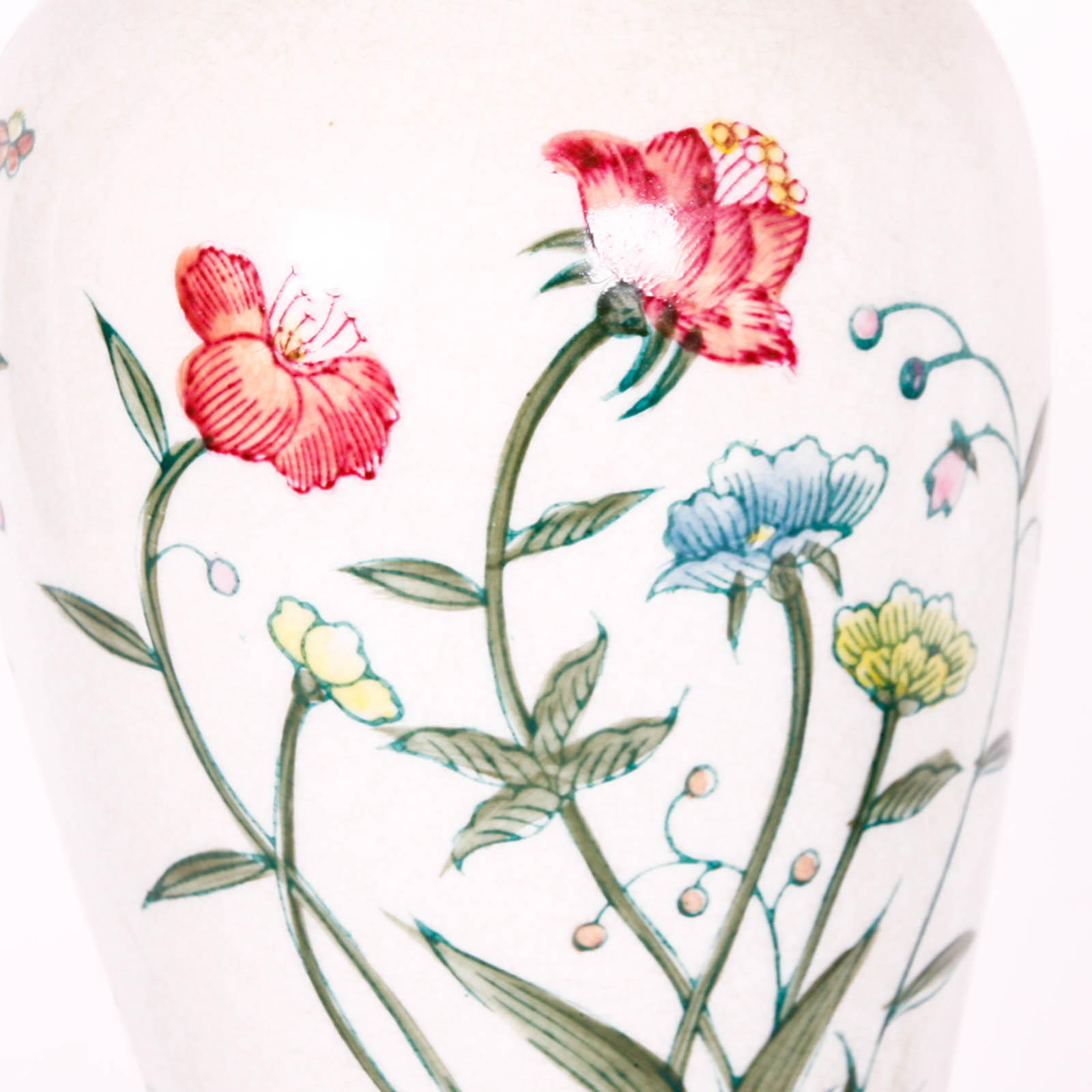 Asian Style Floral Ceramic Lamps with Shades