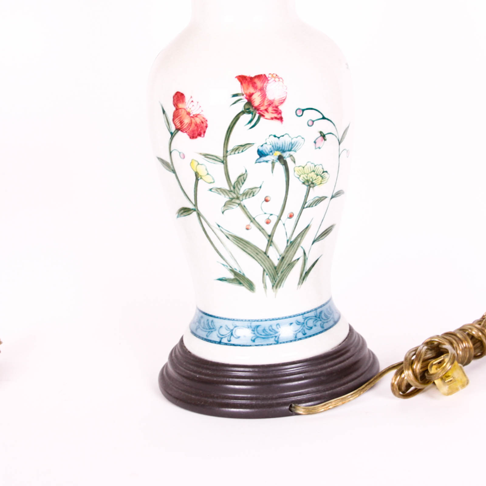 Asian Style Floral Ceramic Lamps with Shades