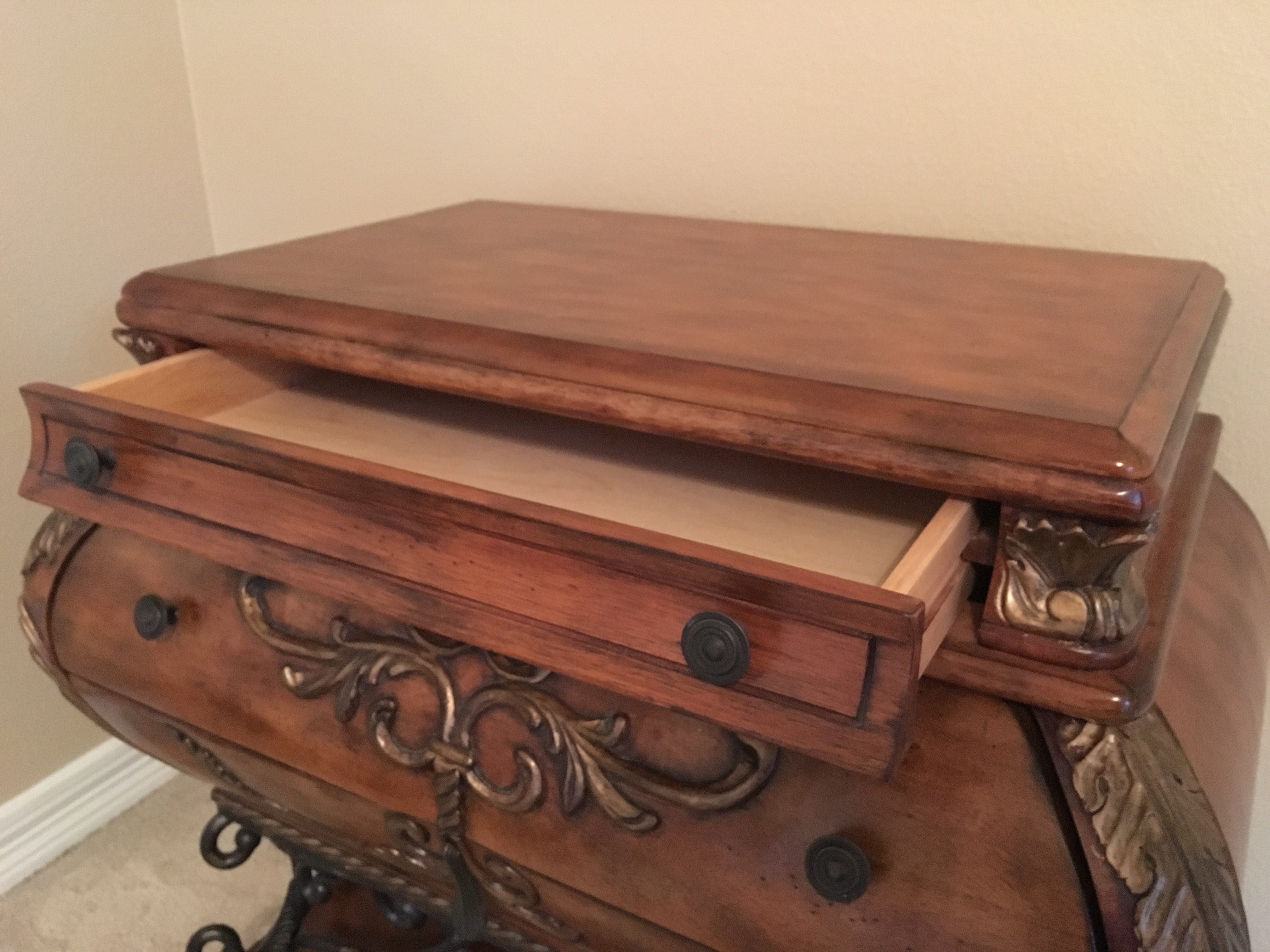 Ornate Bombe Chest with Wrought Iron Accents