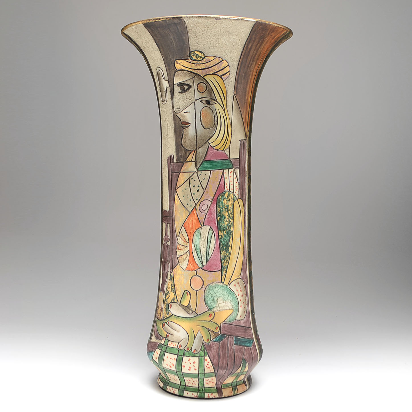 Hand-Decorated Porcelain Vase after Picasso
