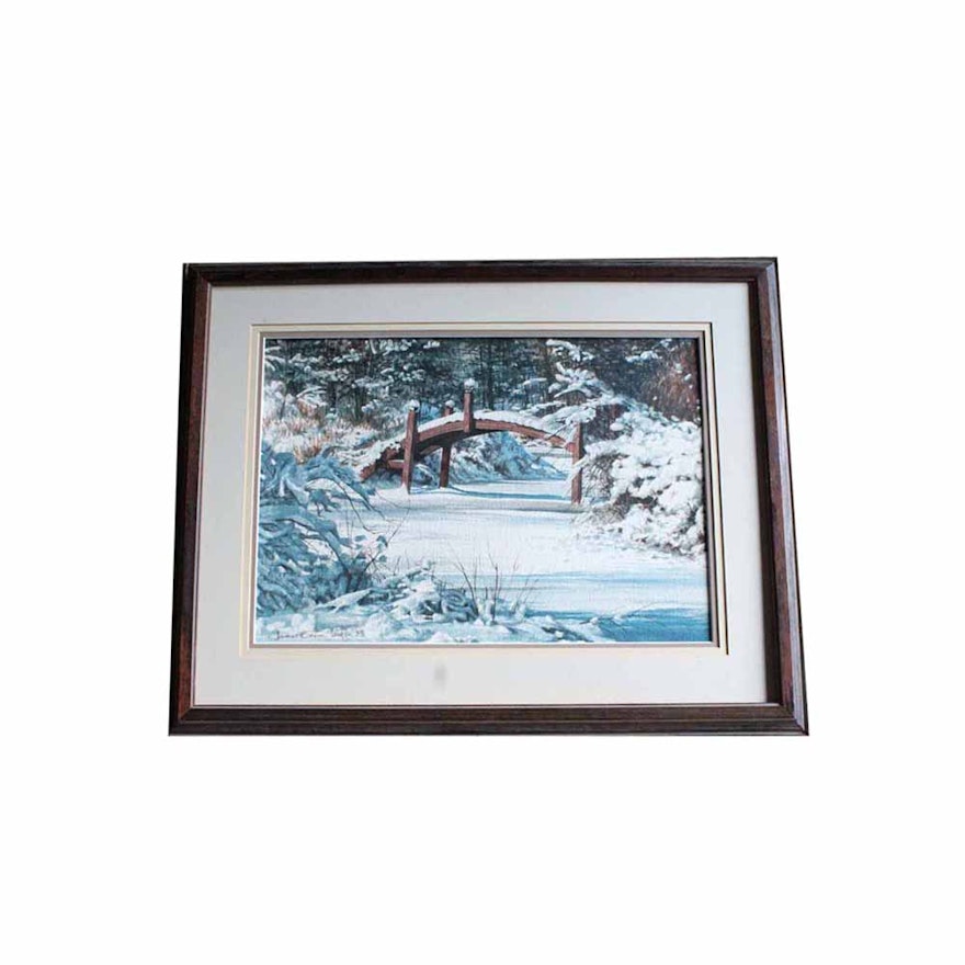 Signed, Original Watercolor Landscape Painting by Indiana Artist James Curtin Lentz