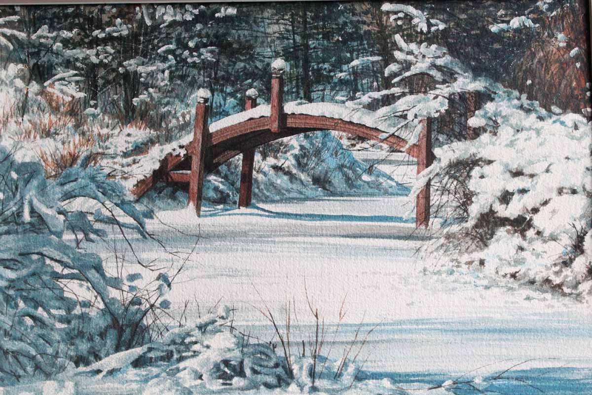 Signed, Original Watercolor Landscape Painting by Indiana Artist James Curtin Lentz